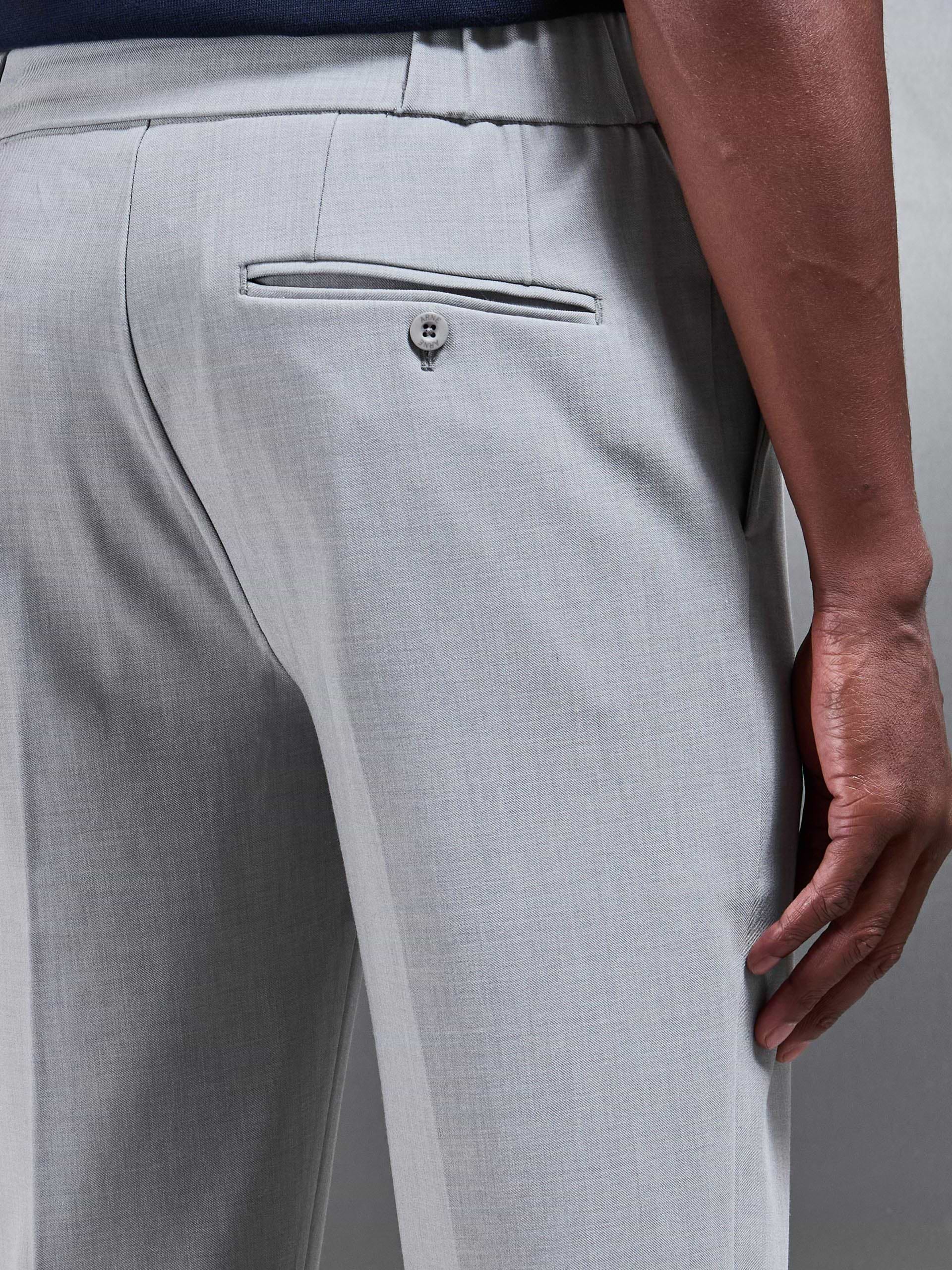 Smart Tailored Drawstring Stretch Trouser in Stone