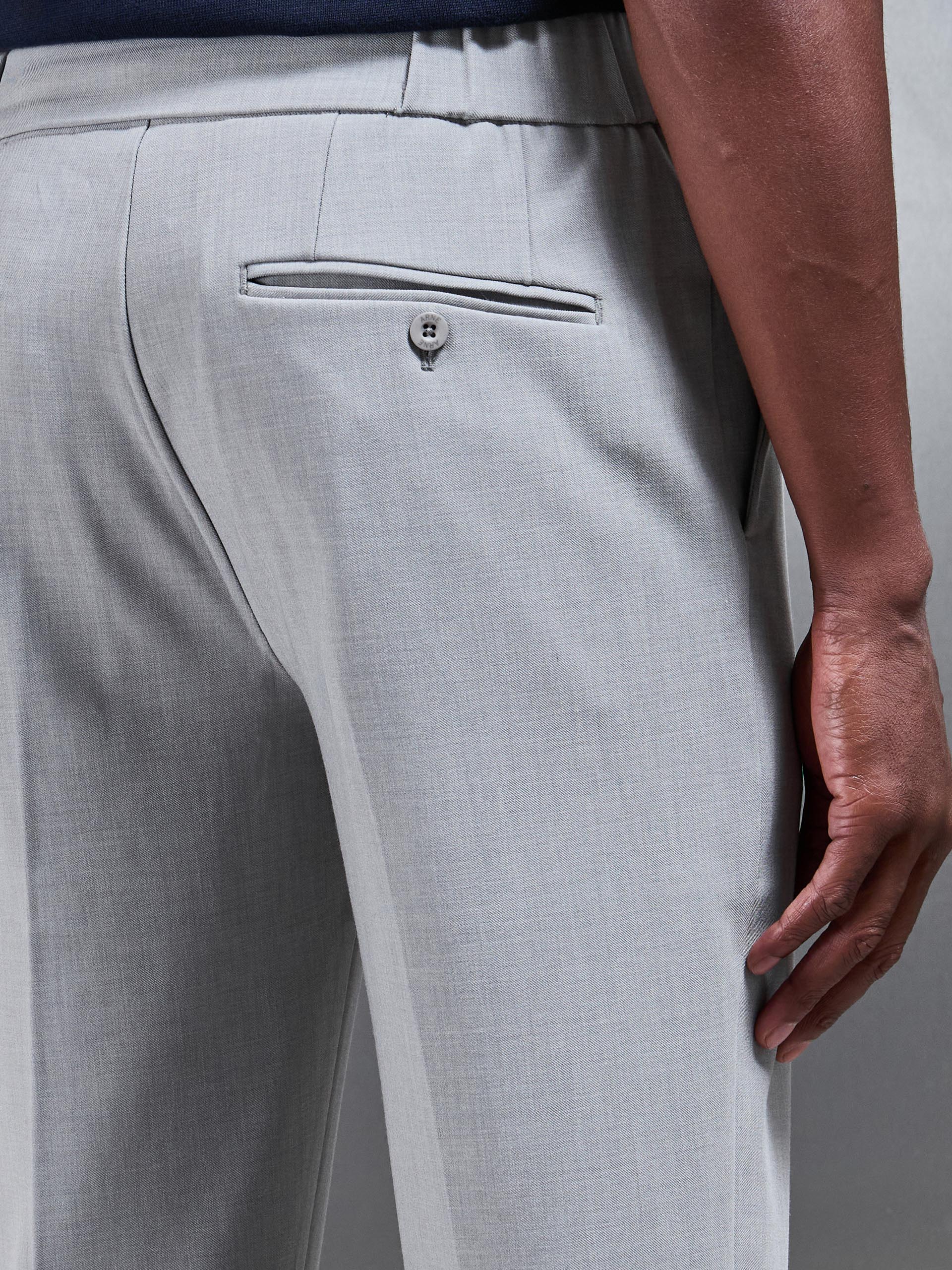 Mens Smart Tailored Drawstring Stretch Trouser in Stone
