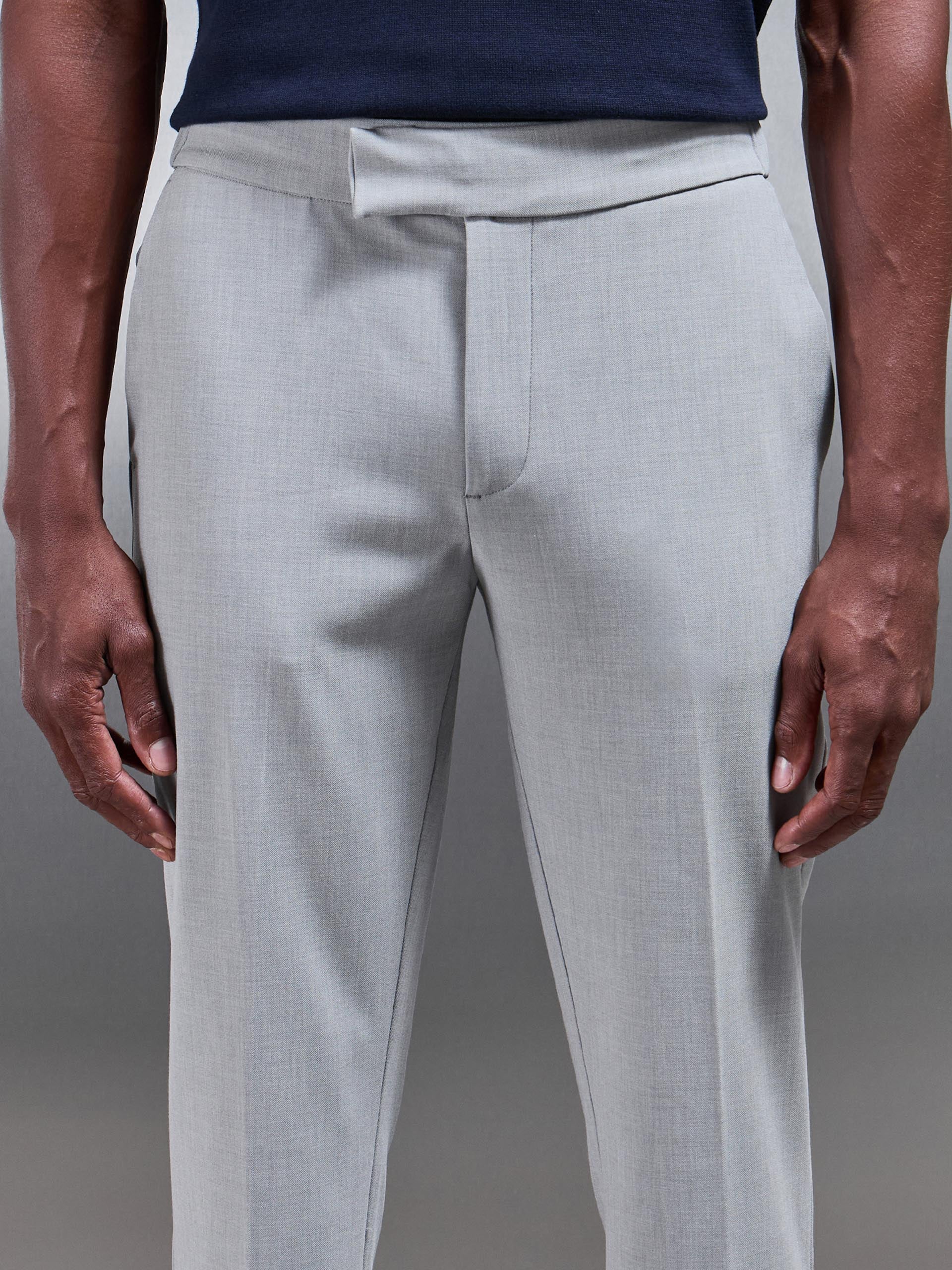 Mens Smart Tailored Drawstring Stretch Trouser in Stone