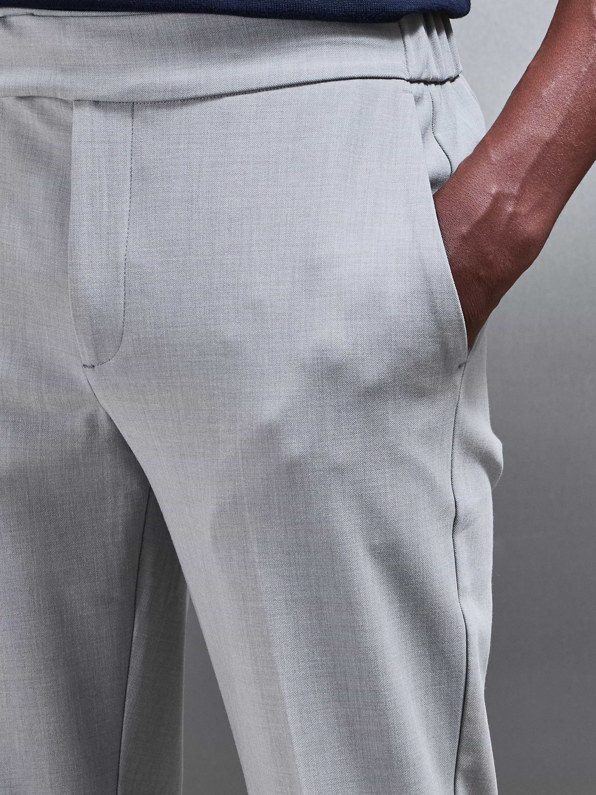 Smart Tailored Drawstring Stretch Trouser in Stone