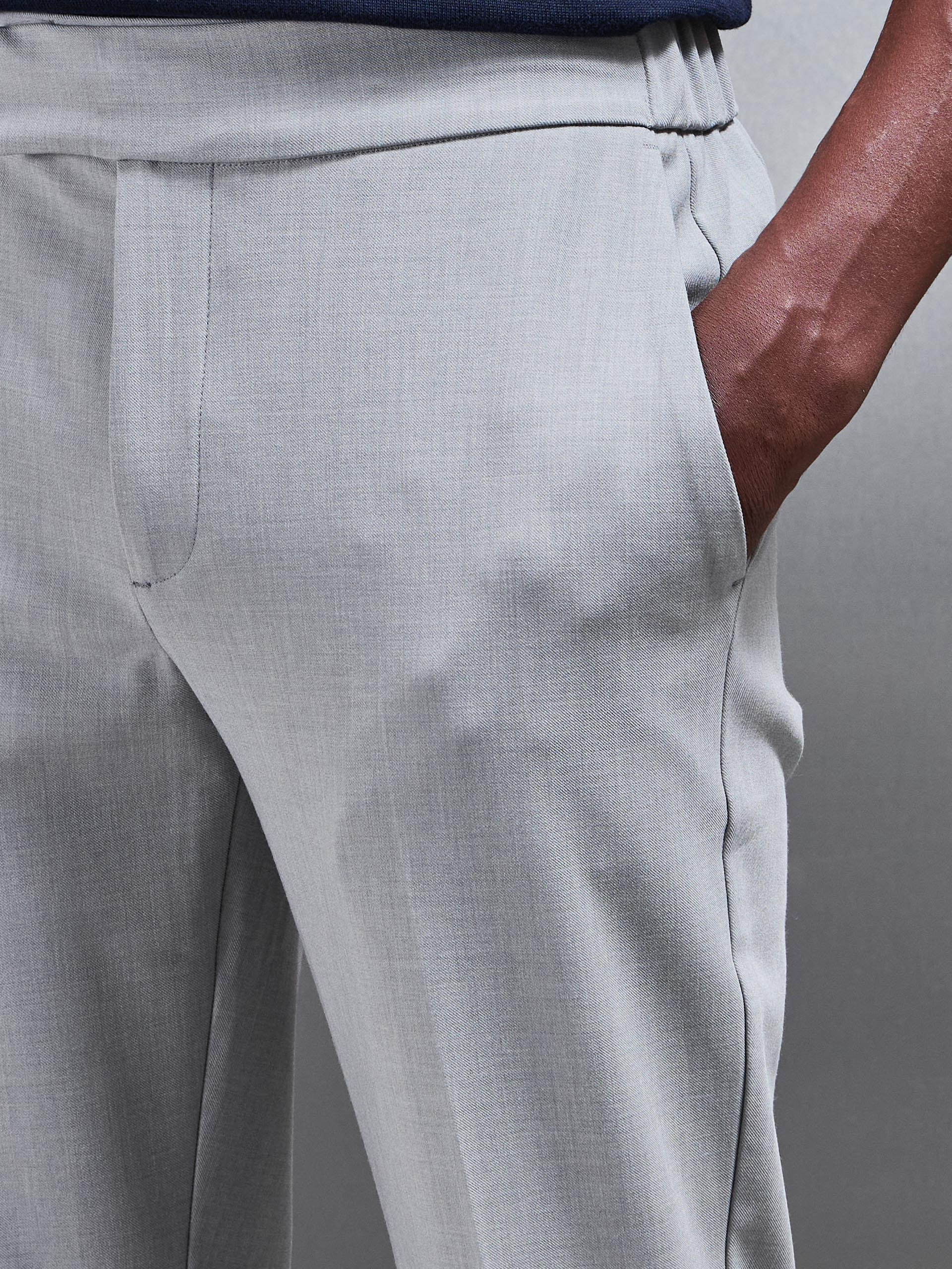 Mens Smart Tailored Drawstring Stretch Trouser in Stone