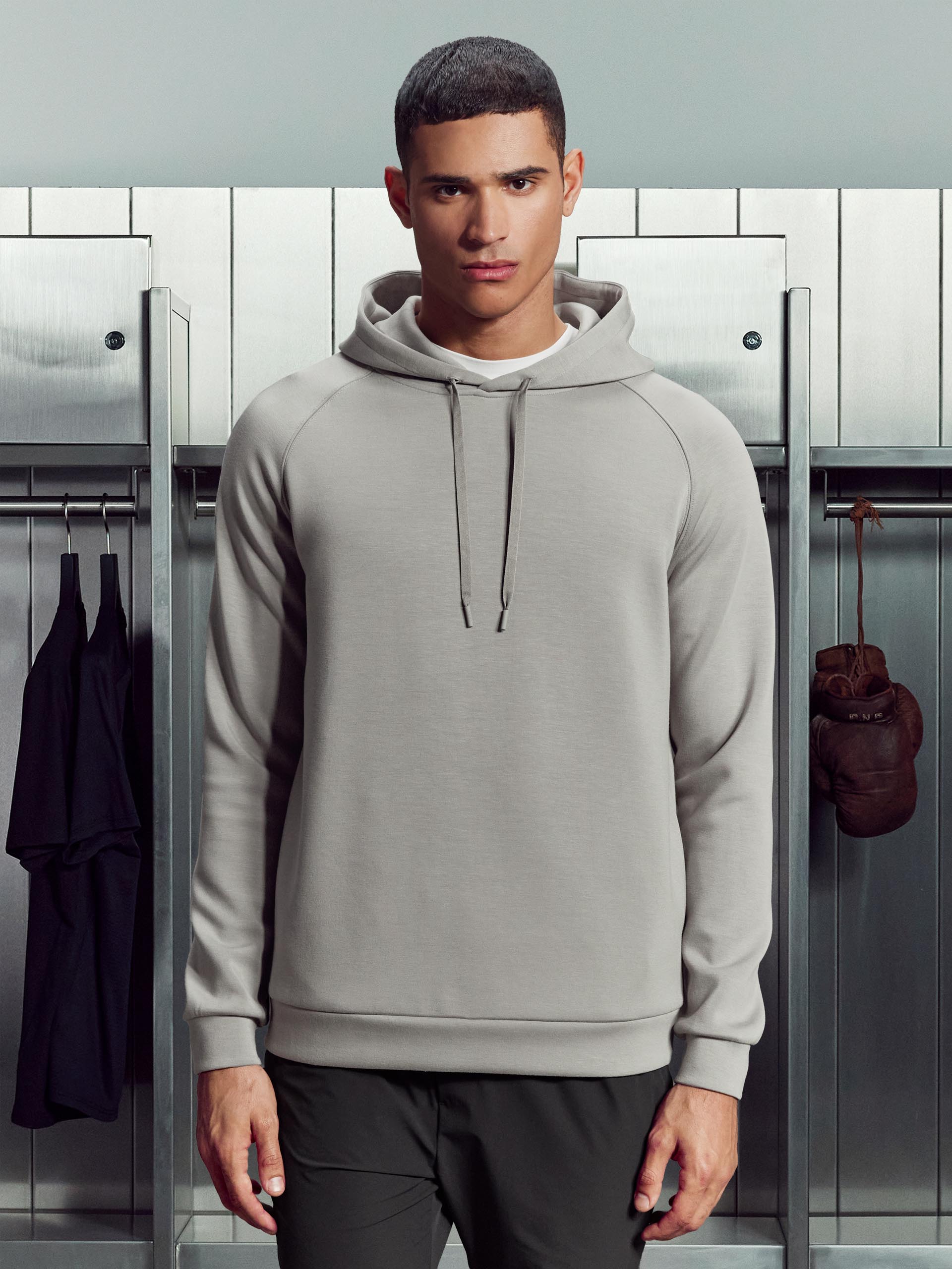Mens Soft Interlock Active Hoodie in Stone