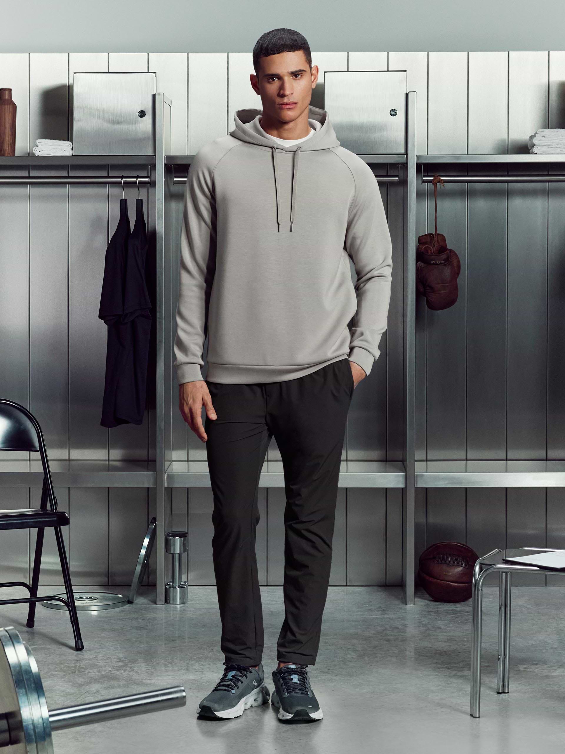 Mens Soft Interlock Active Hoodie in Stone