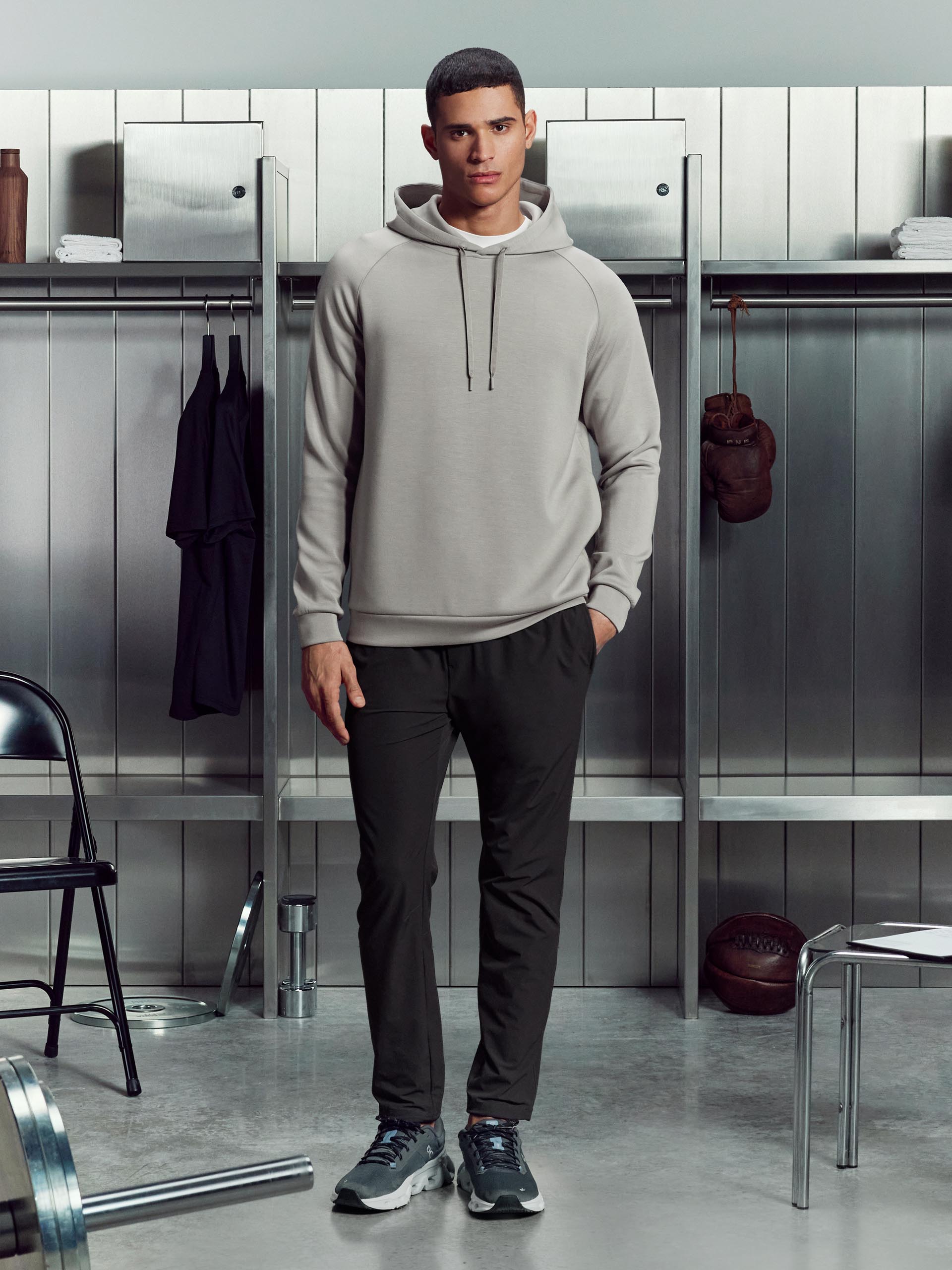 Mens Soft Interlock Active Hoodie in Stone