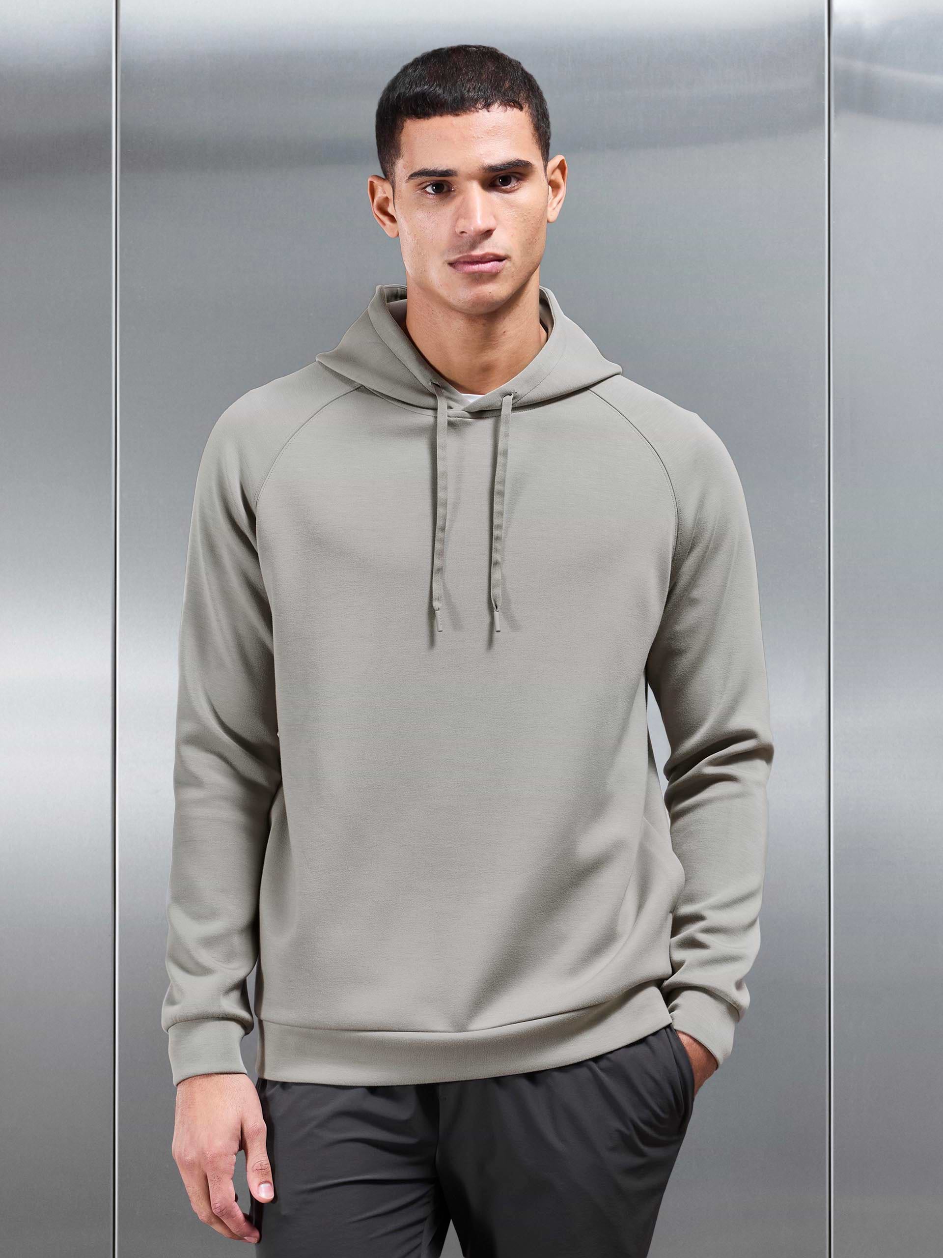 Soft Interlock Active Hoodie in Stone