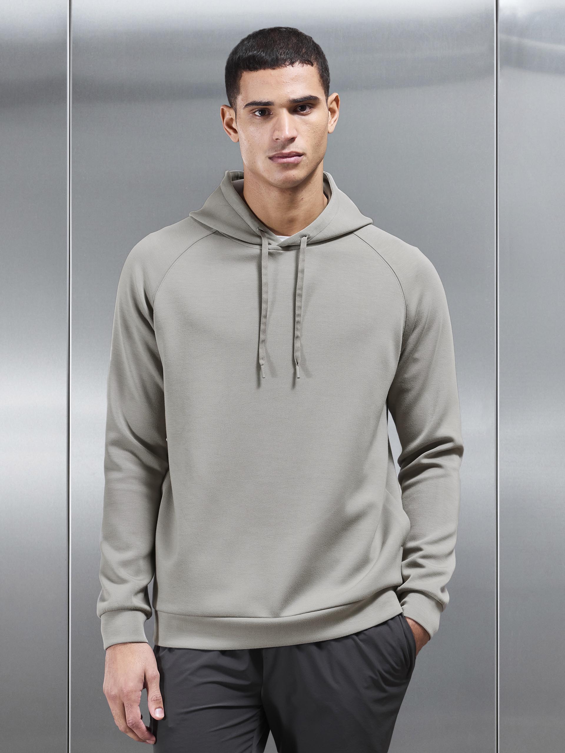 Mens Soft Interlock Active Hoodie in Stone