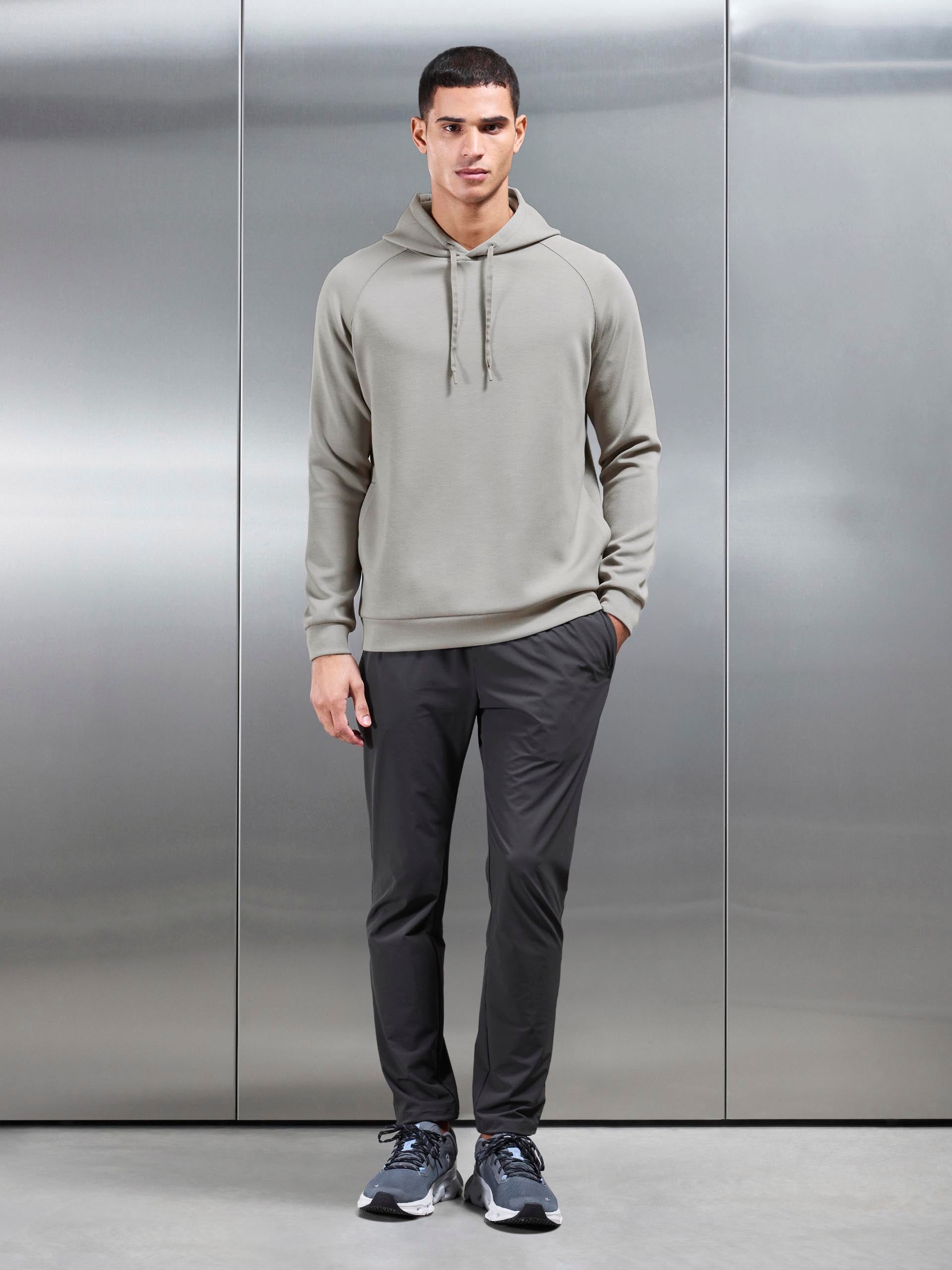 Mens Soft Interlock Active Hoodie in Stone