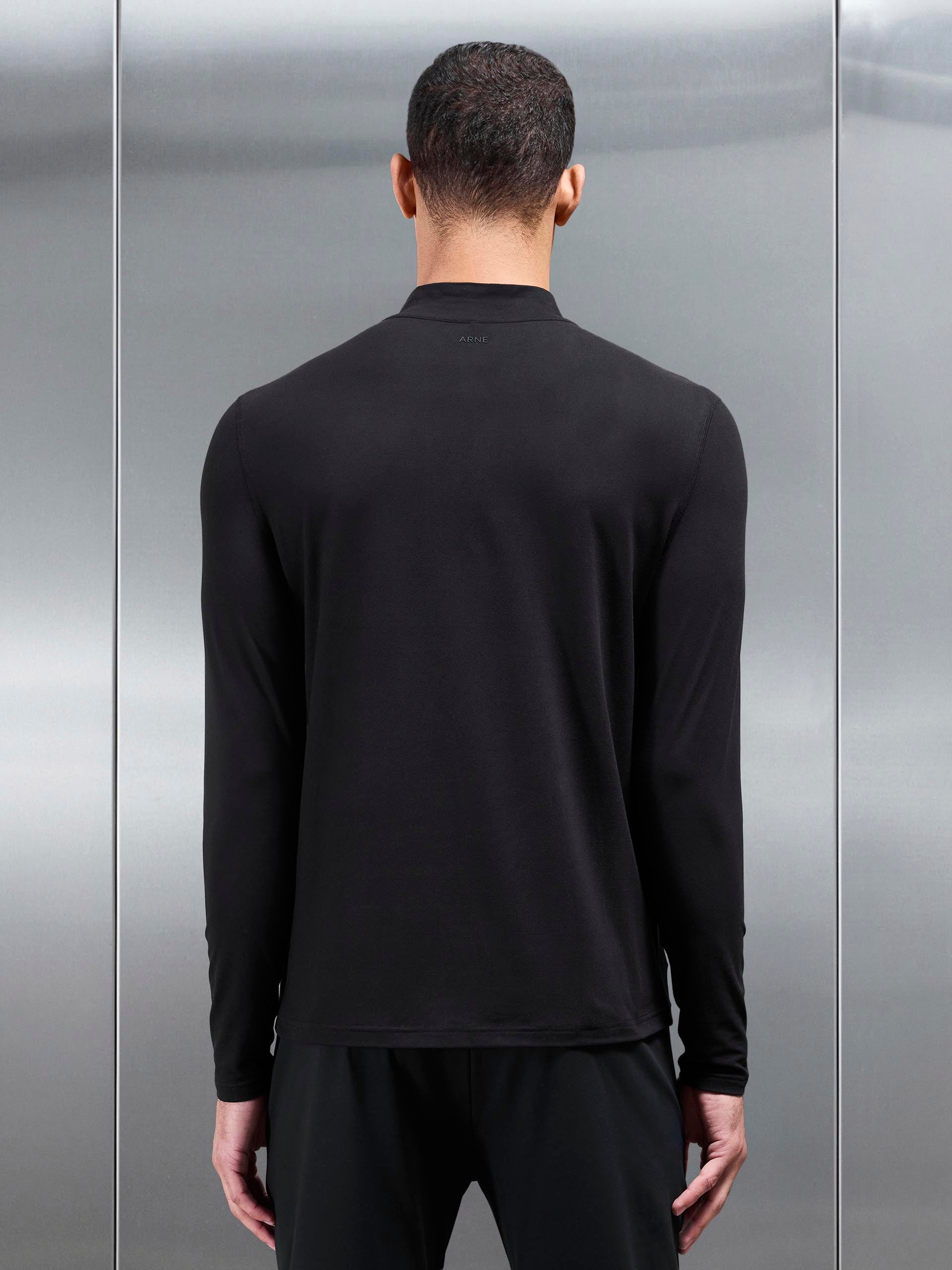 Mens Soft Jersey Active Half Zip in Black