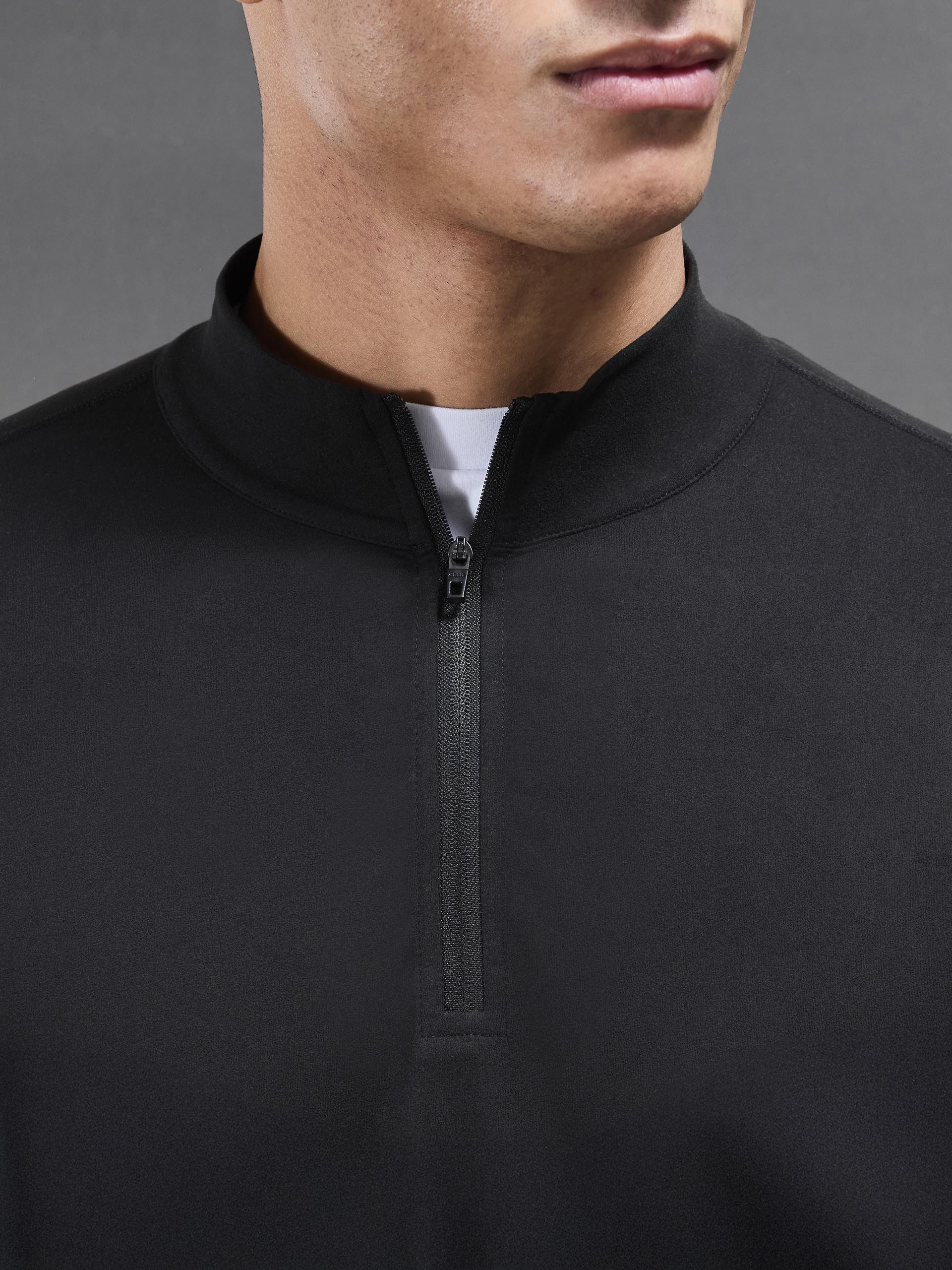 Mens Soft Jersey Active Half Zip in Black