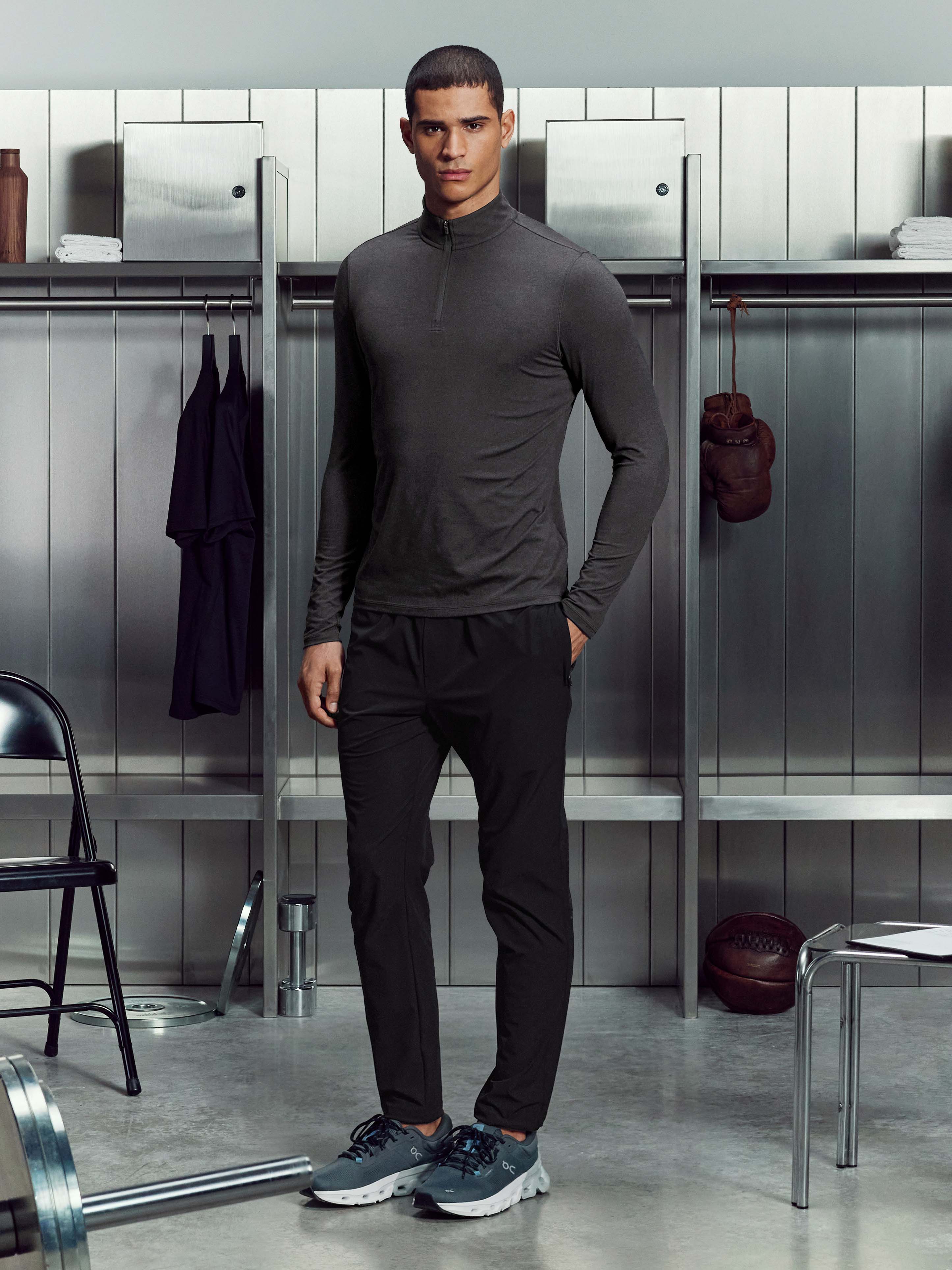 Mens Soft Jersey Motion Half Zip in Charcoal