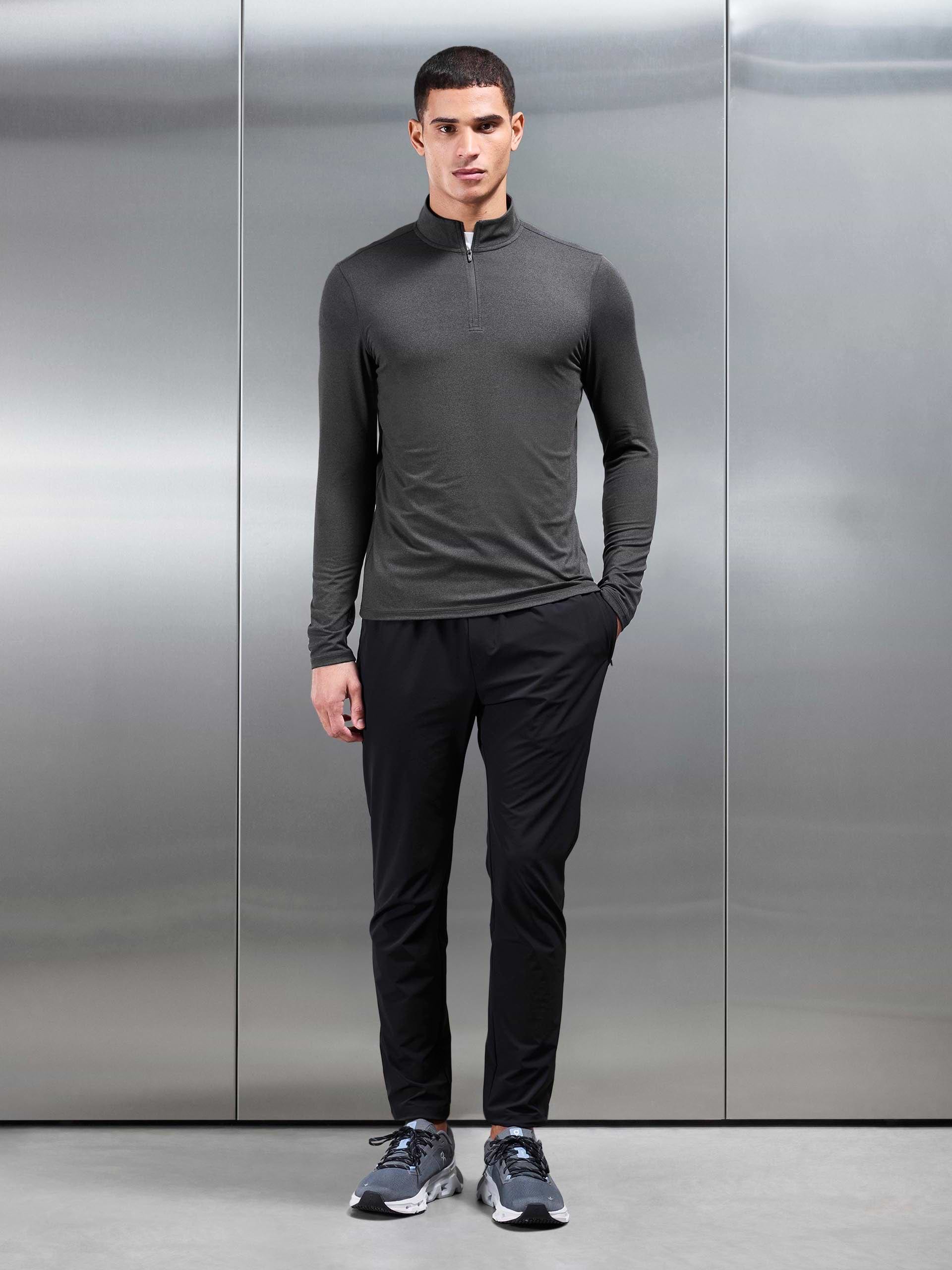 Soft Jersey Motion Half Zip in Charcoal