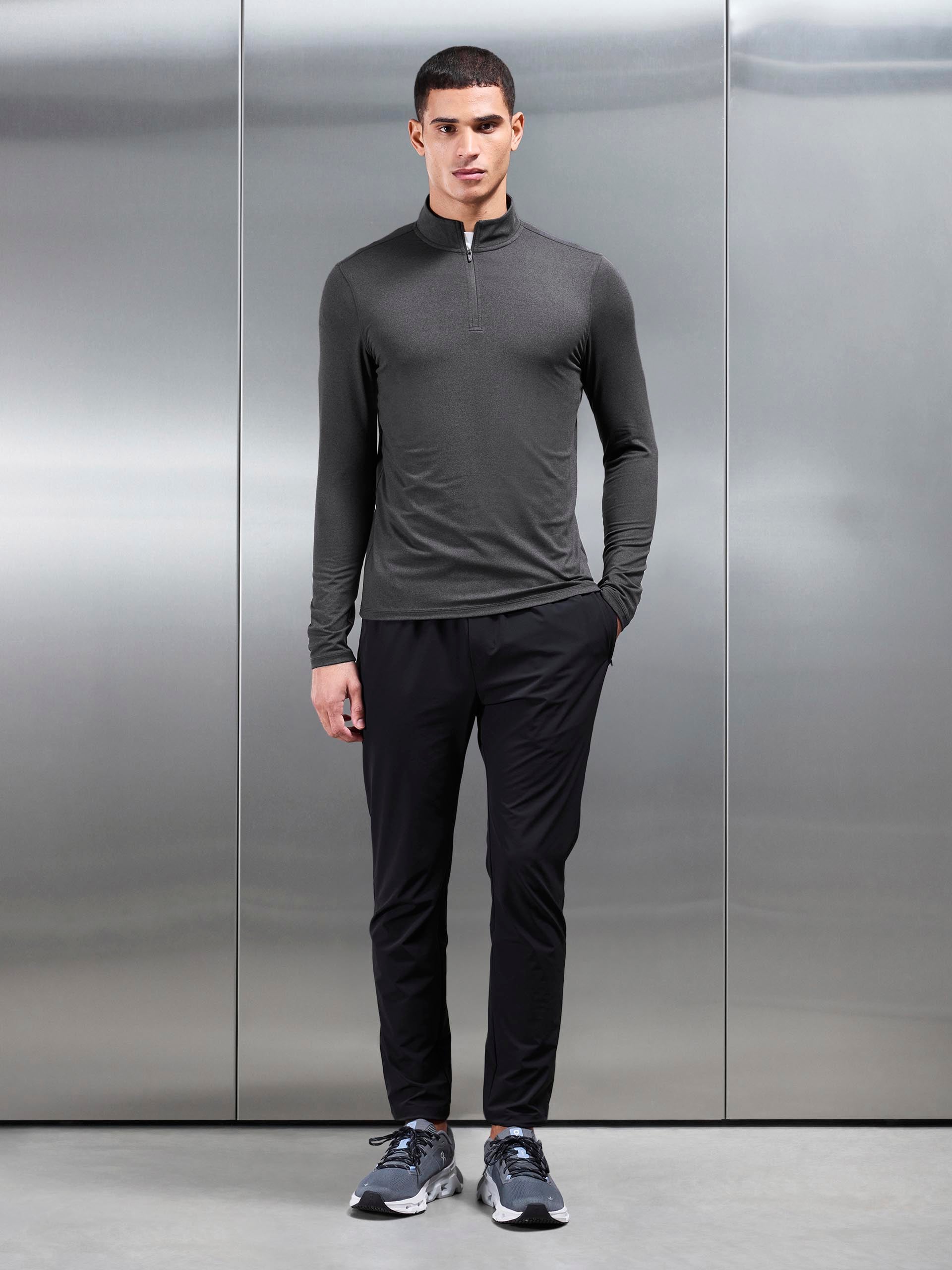 Mens Soft Jersey Motion Half Zip in Charcoal