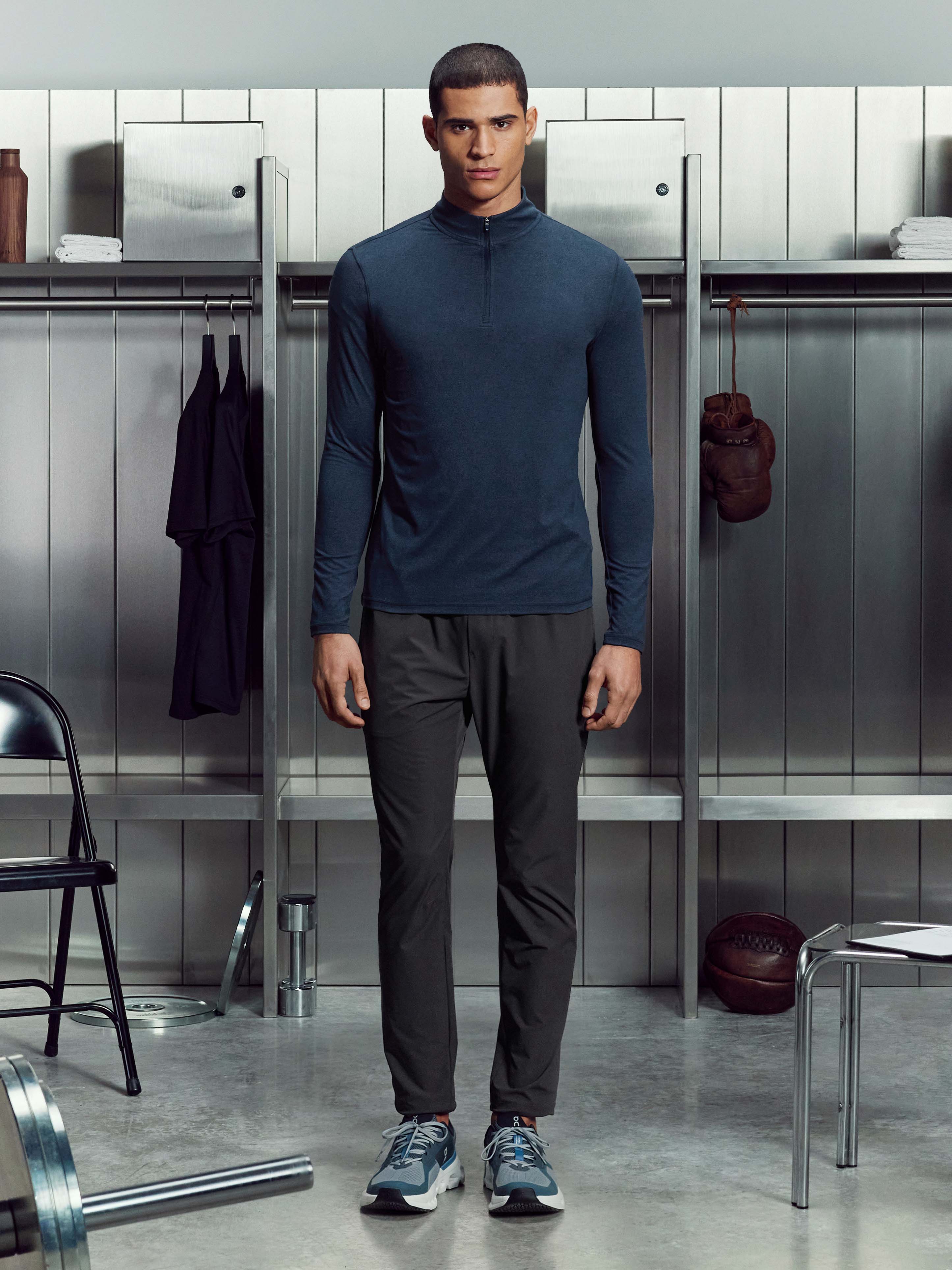 Mens Soft Jersey Motion Half Zip in Navy