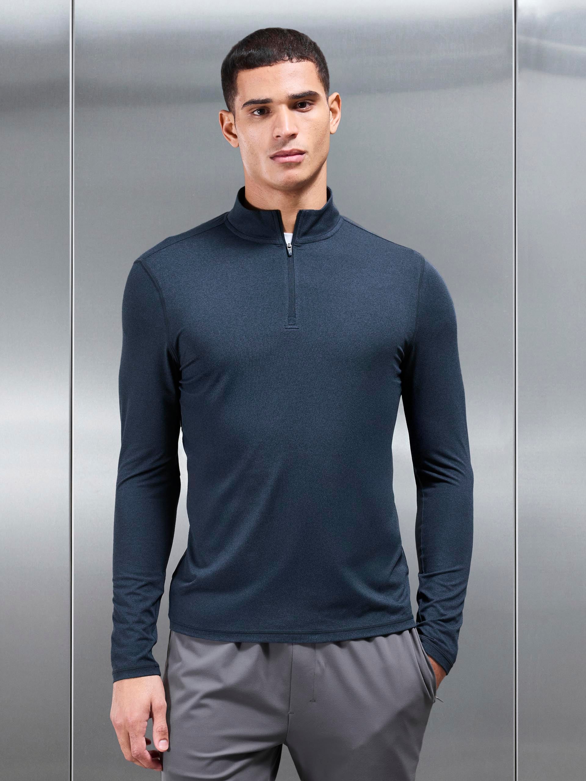 Mens Soft Jersey Motion Half Zip in Navy
