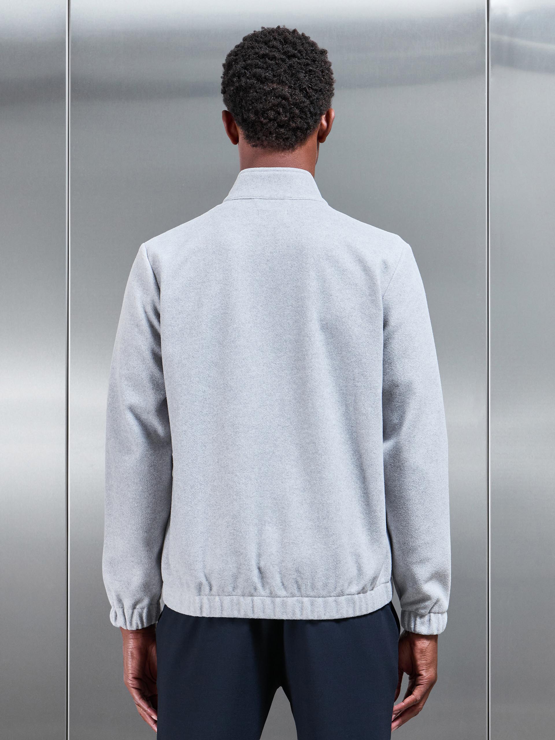 Mens Soft Touch Knitted Funnel Neck Jacket in Marl Grey