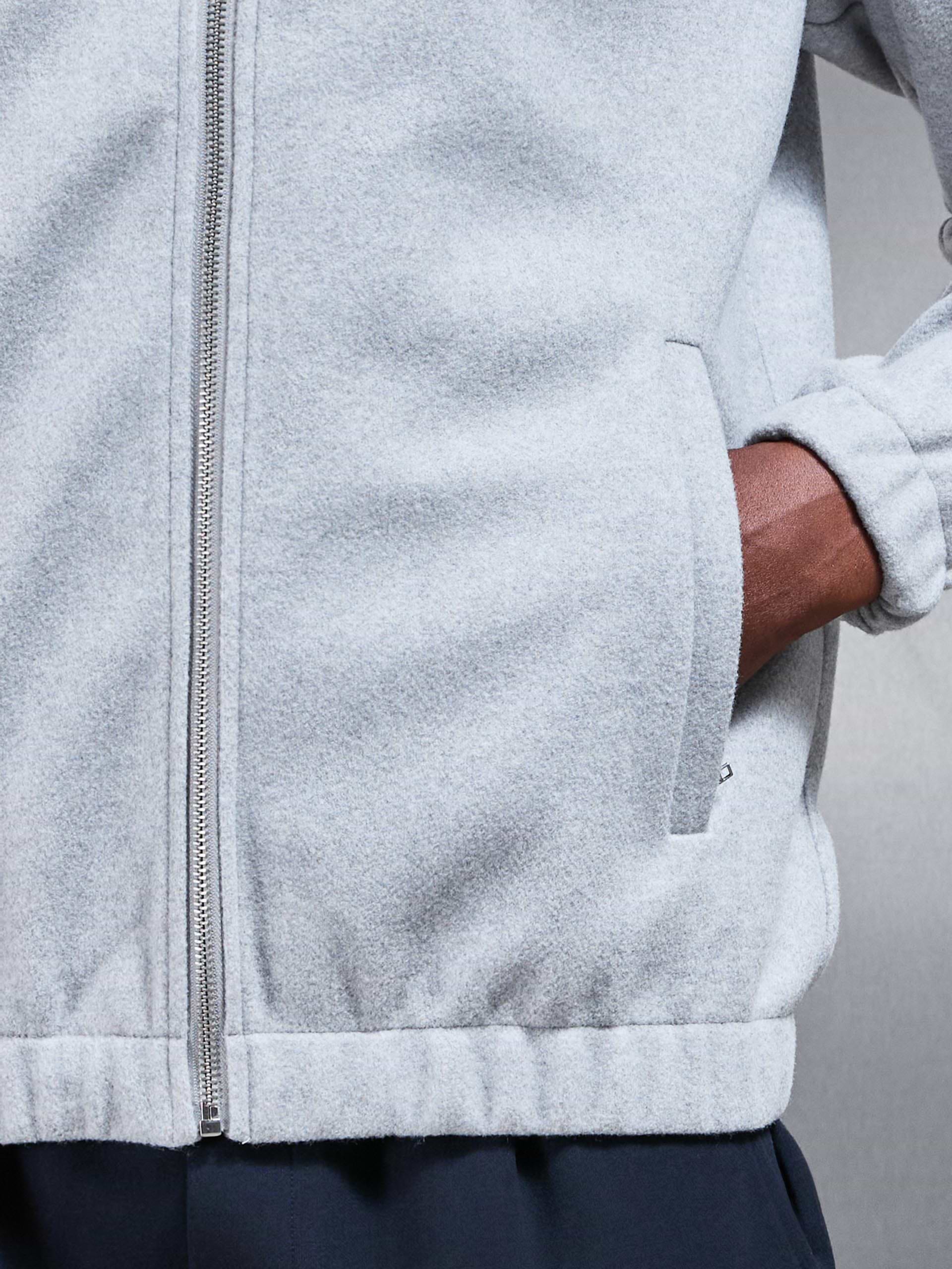 Soft Touch Knitted Funnel Neck Jacket in Marl Grey