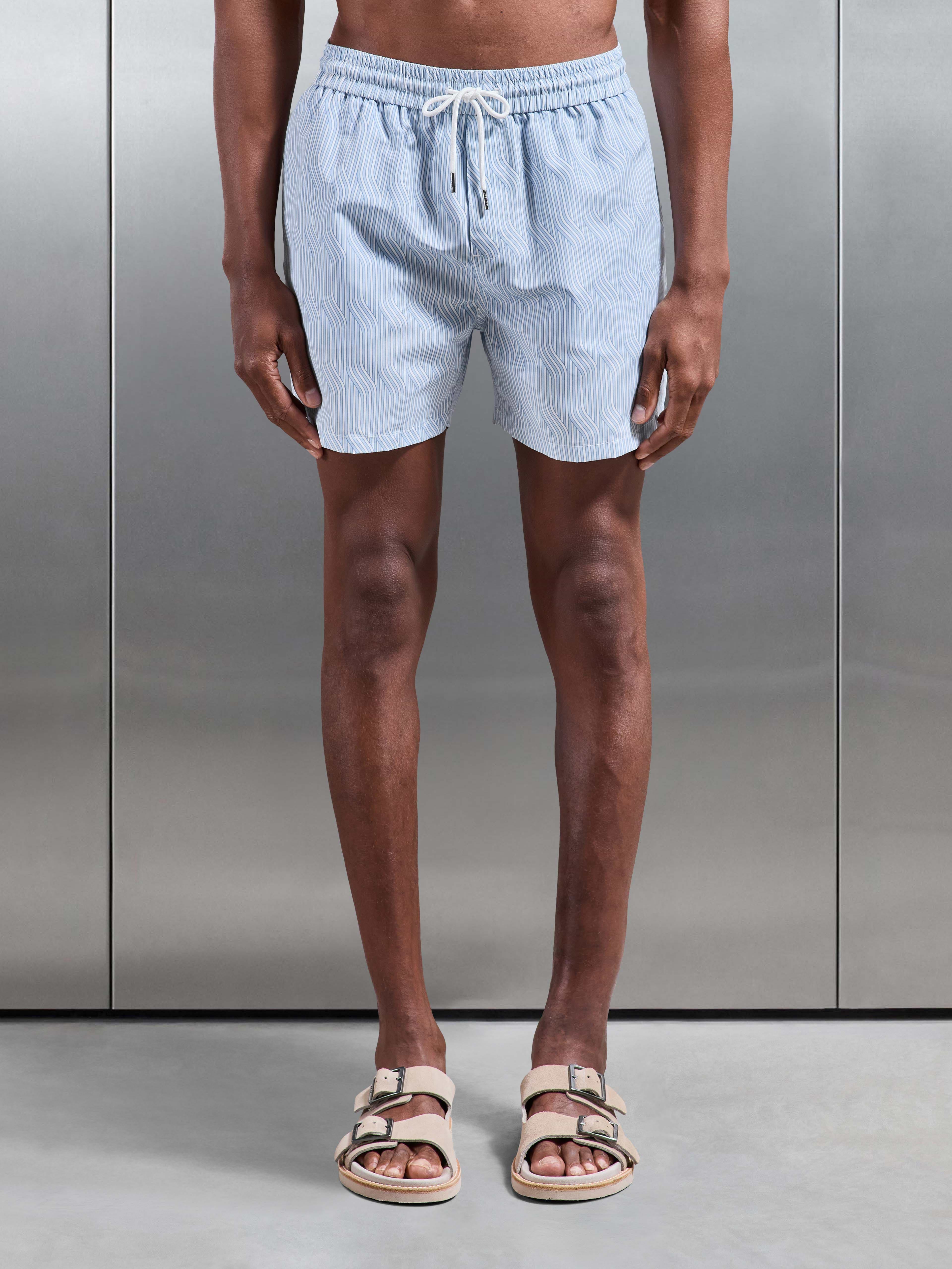 Solis Printed Swim Short in Light Blue