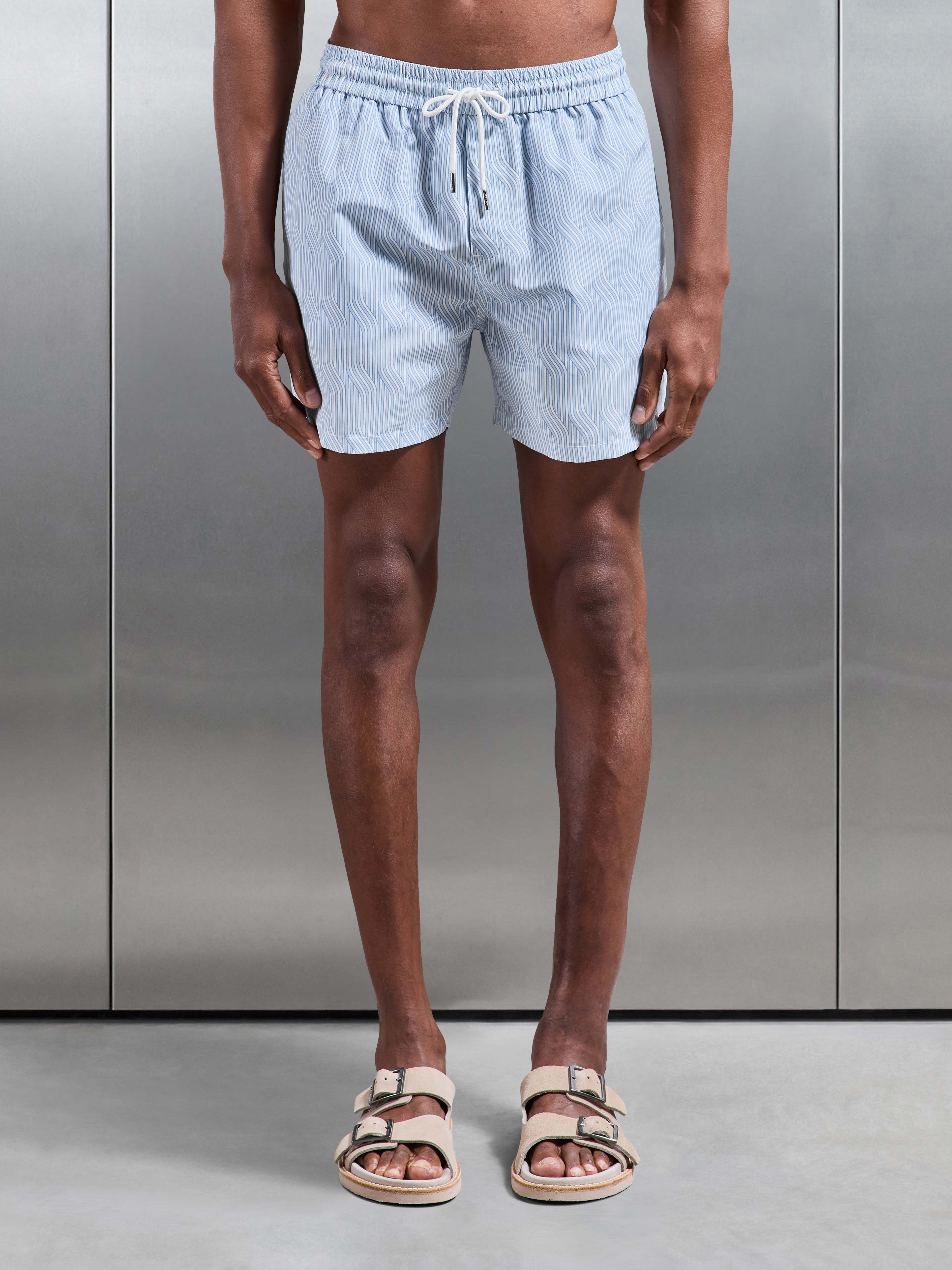 Mens Solis Printed Swim Short in Light Blue