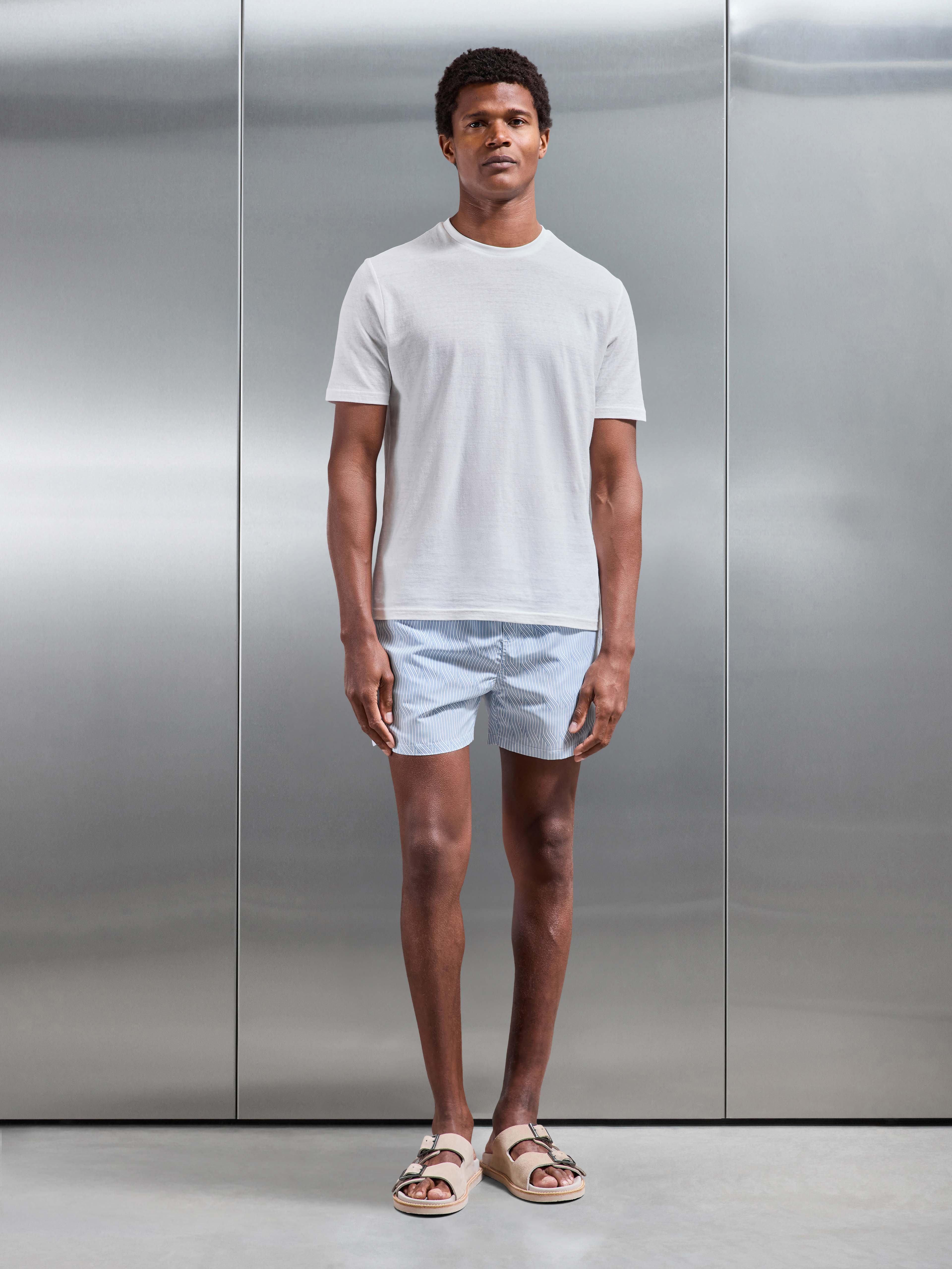 Mens Solis Printed Swim Short in Light Blue