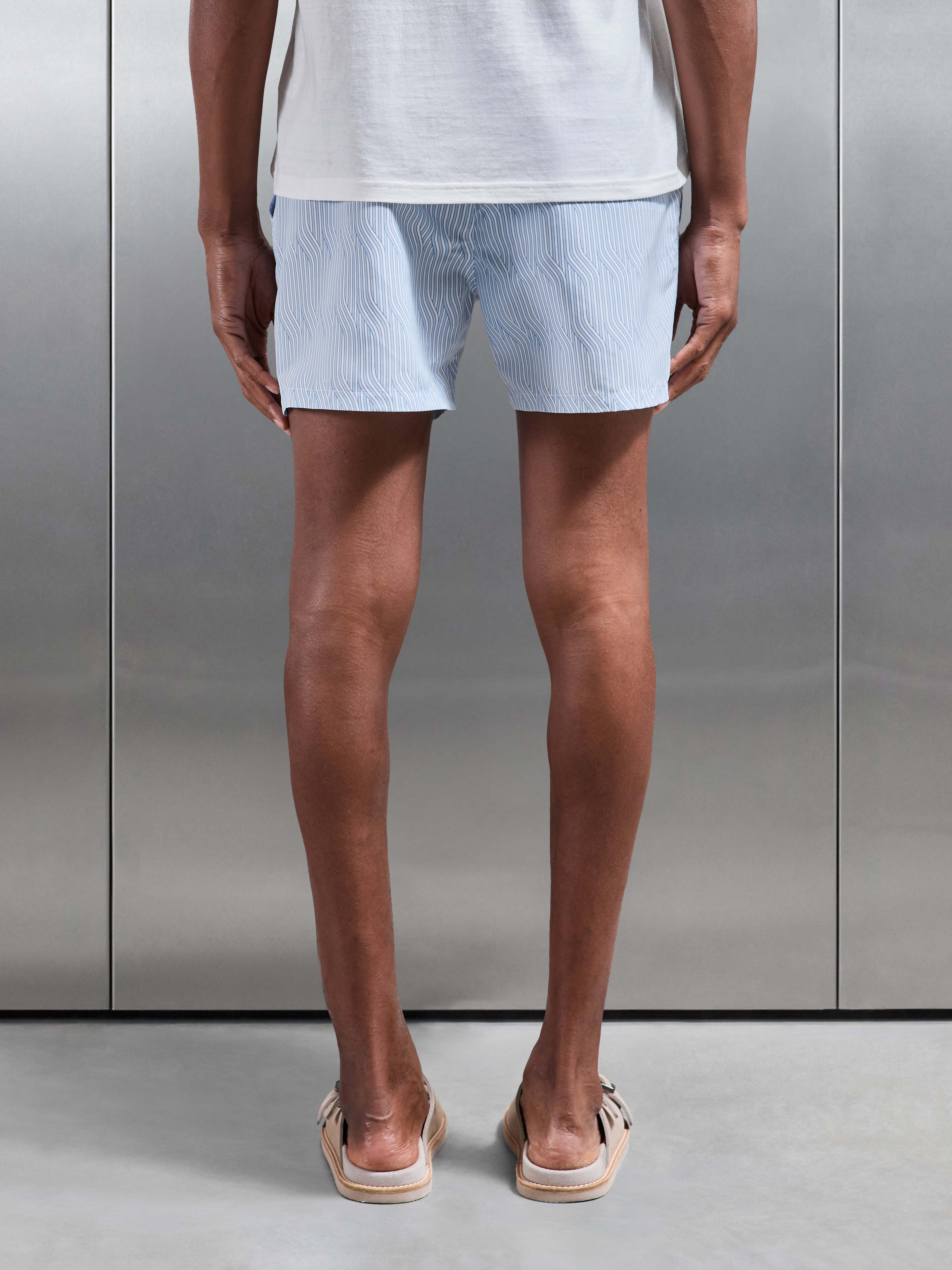 Mens Solis Printed Swim Short in Light Blue