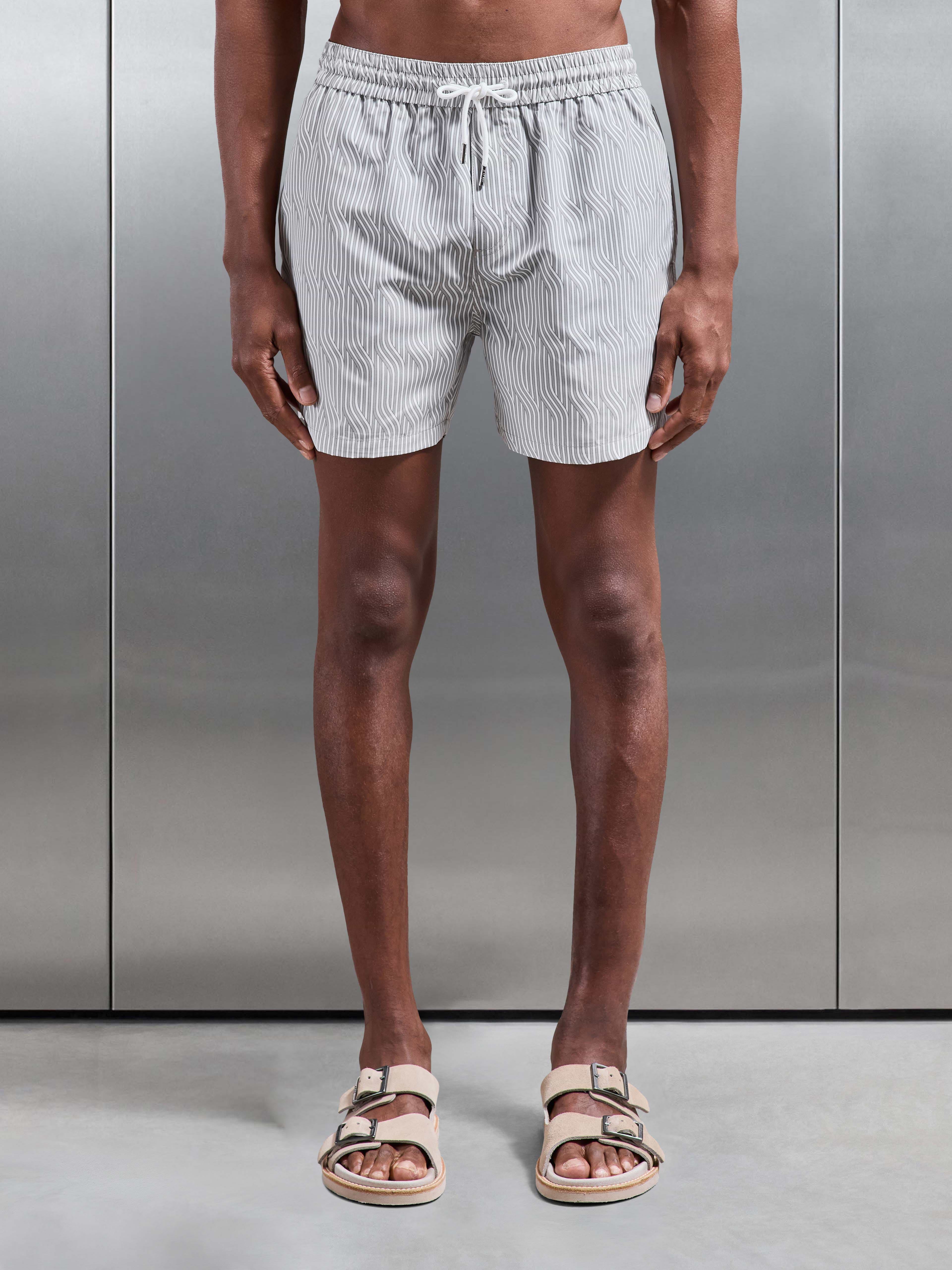 Solis Printed Swim Short in Stone