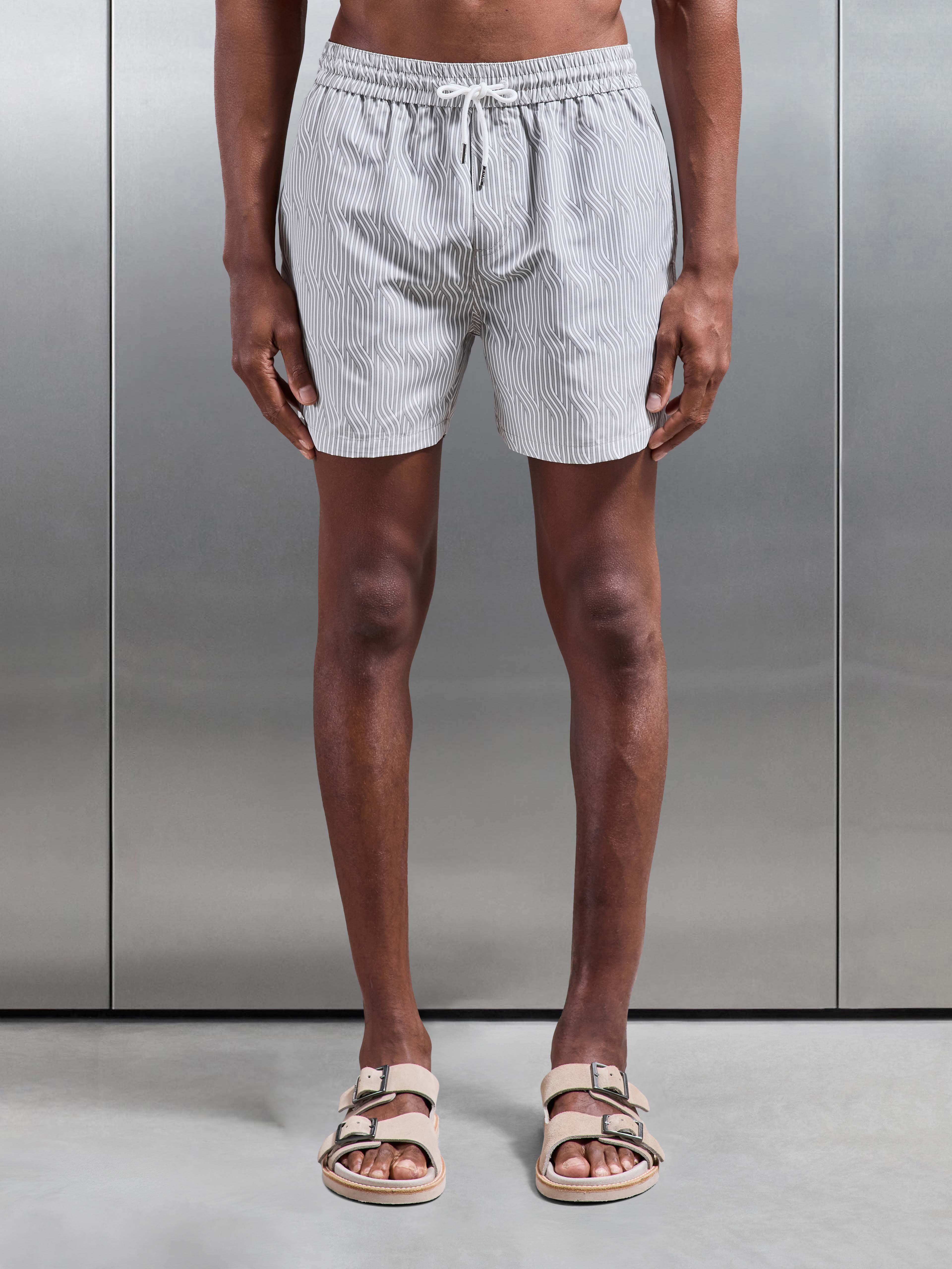 Mens Solis Printed Swim Short in Stone