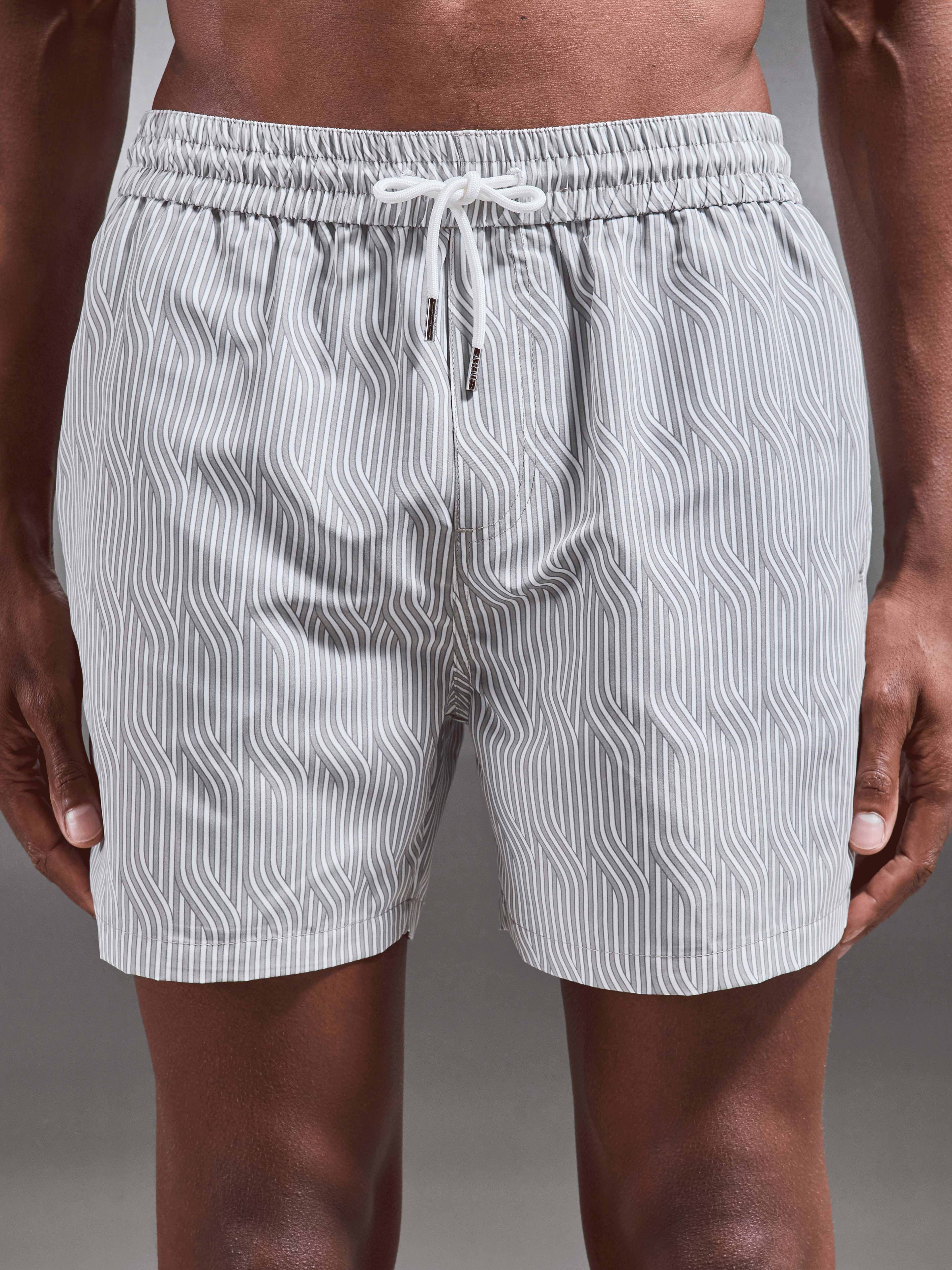 Solis Printed Swim Short in Stone