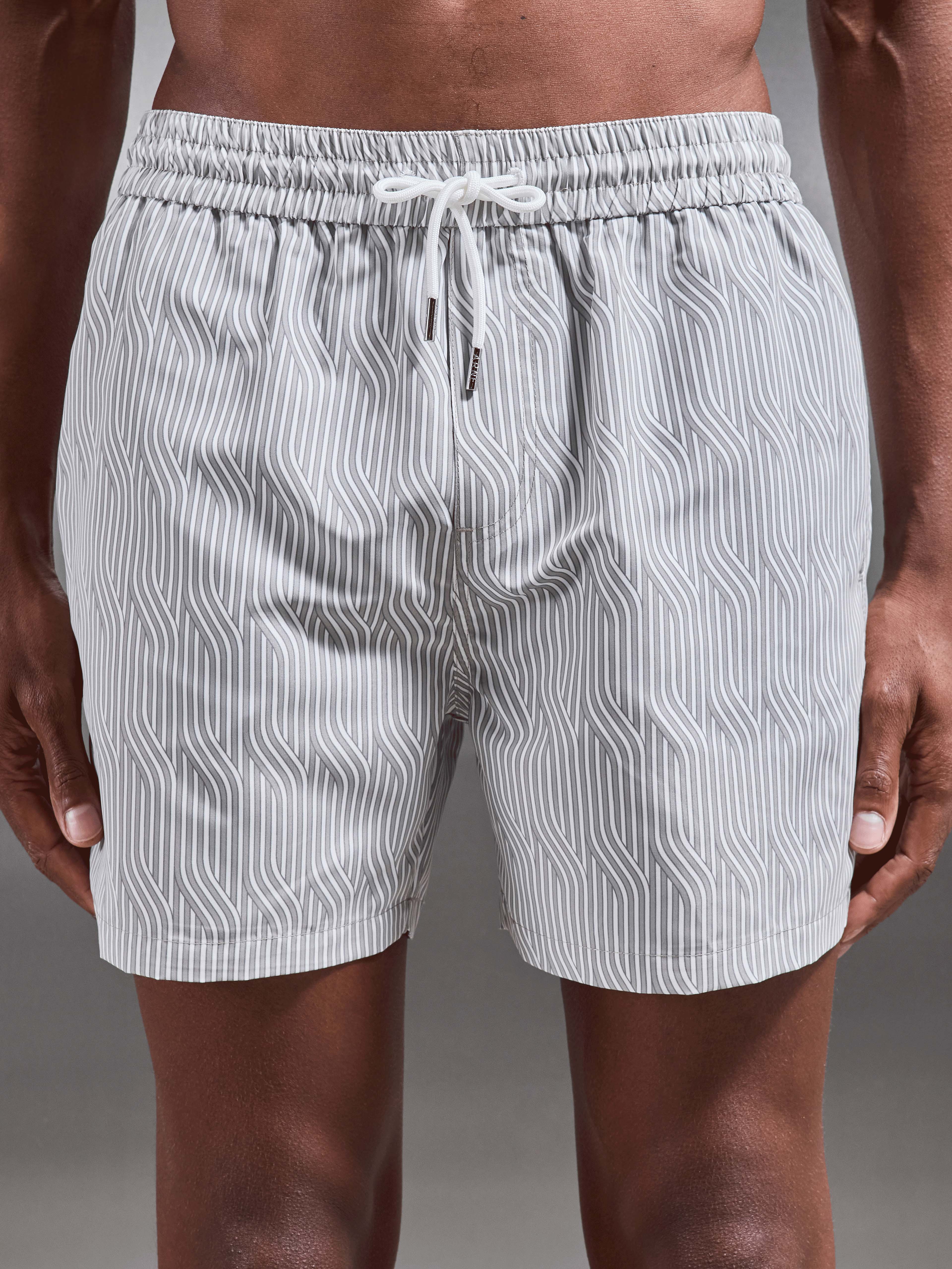 Mens Solis Printed Swim Short in Stone