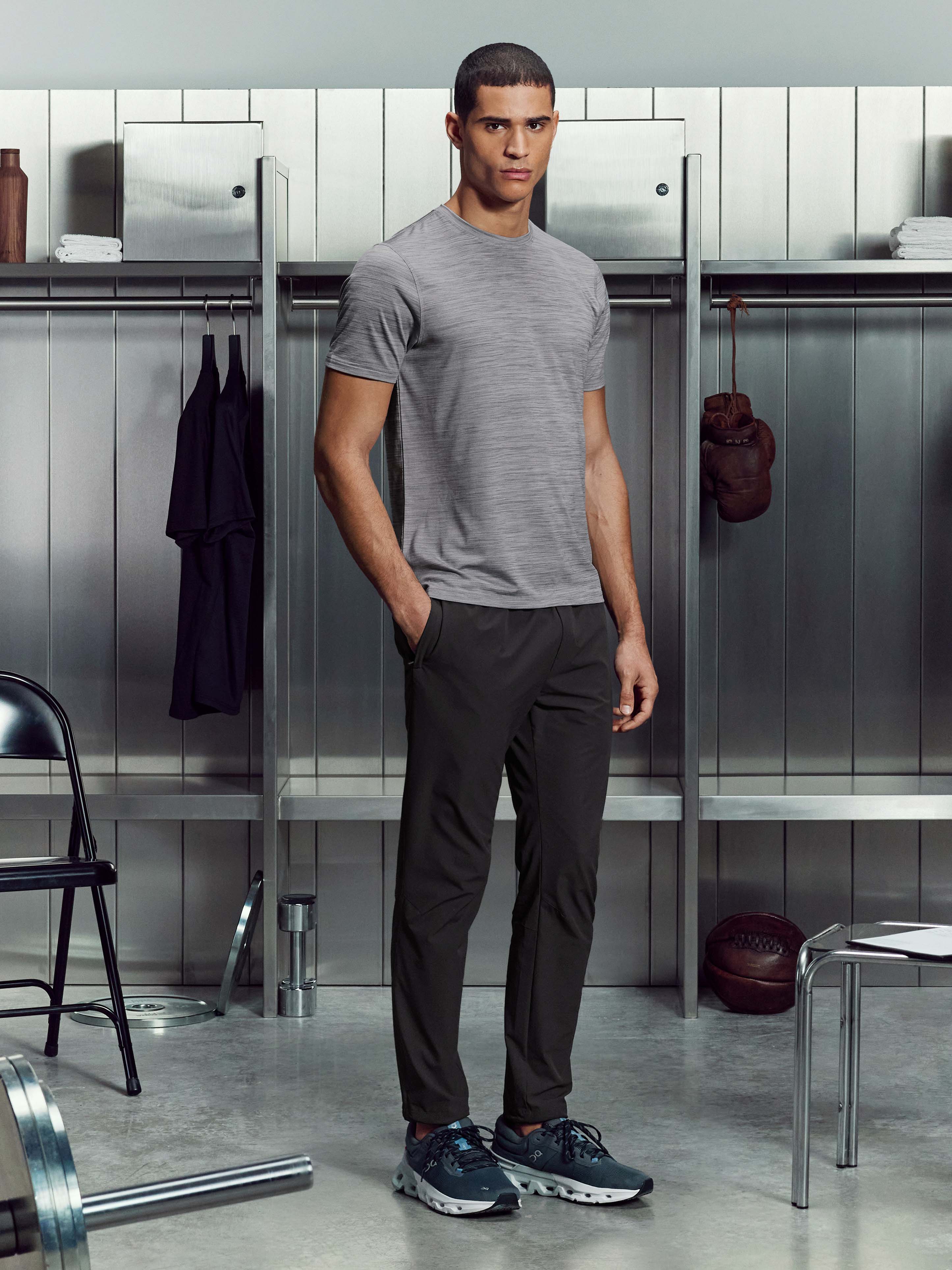 Mens Space Dye Performance T-Shirt in Grey