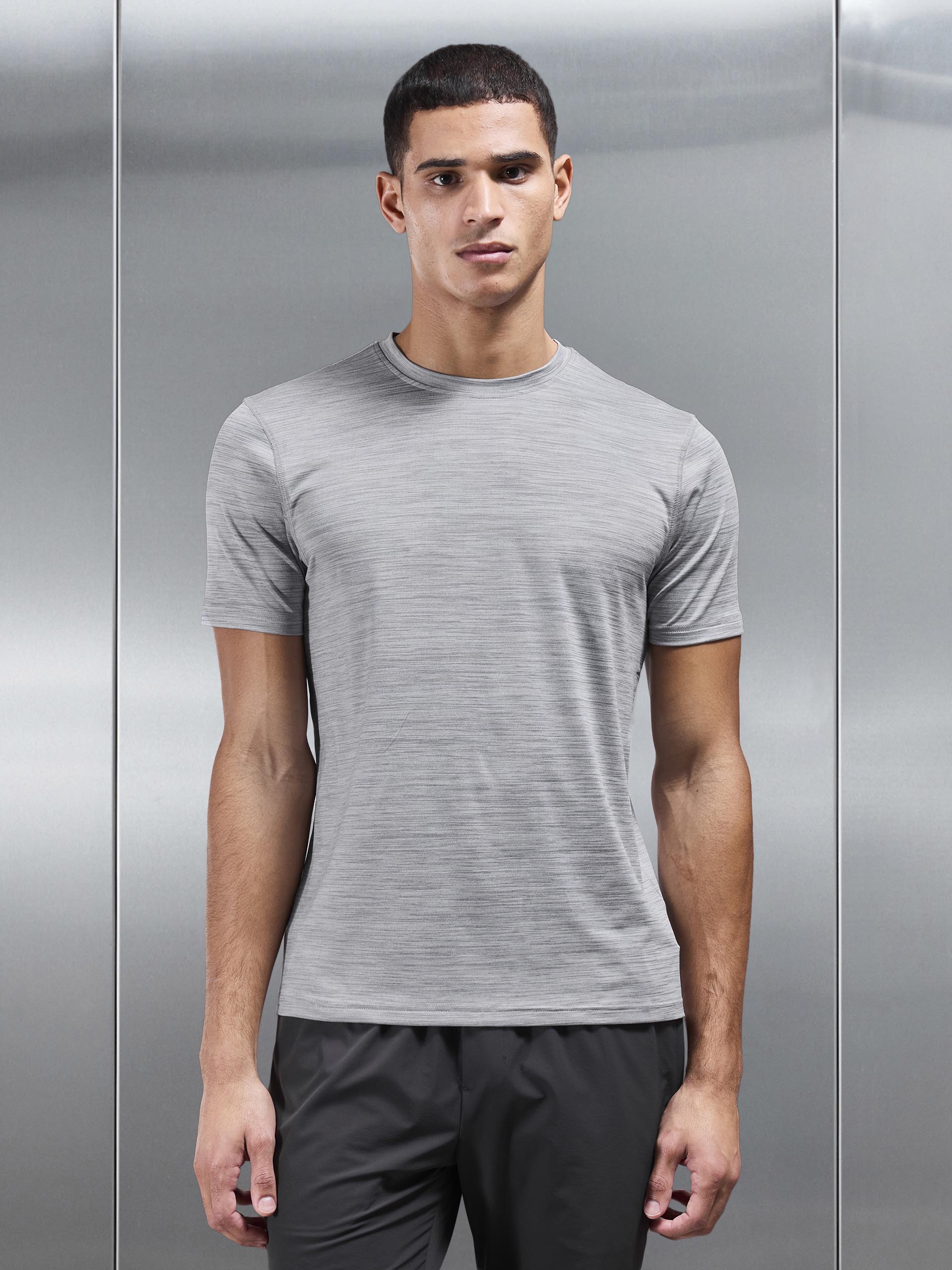 Mens Space Dye Performance T-Shirt in Grey