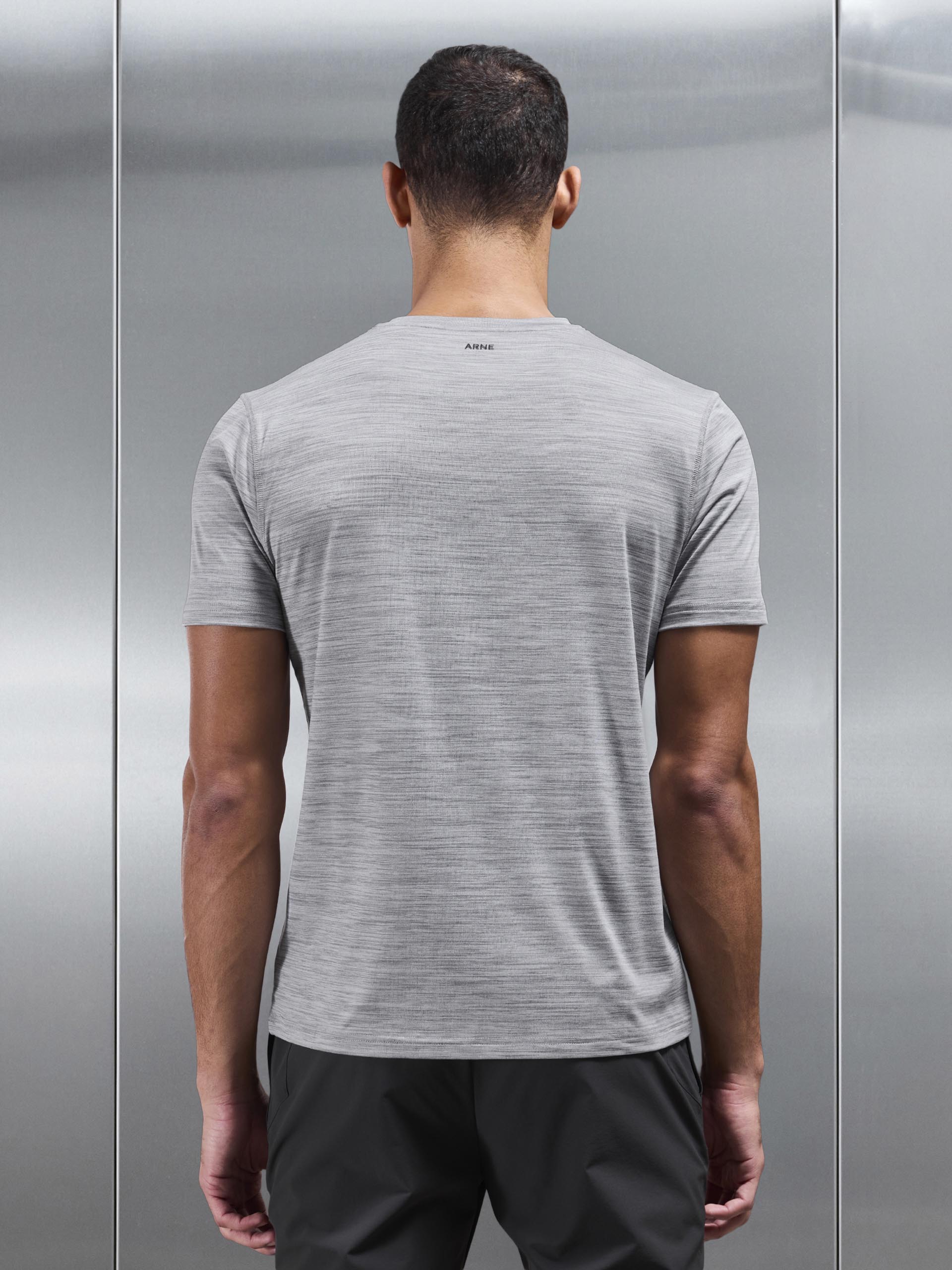 Mens Space Dye Performance T-Shirt in Grey