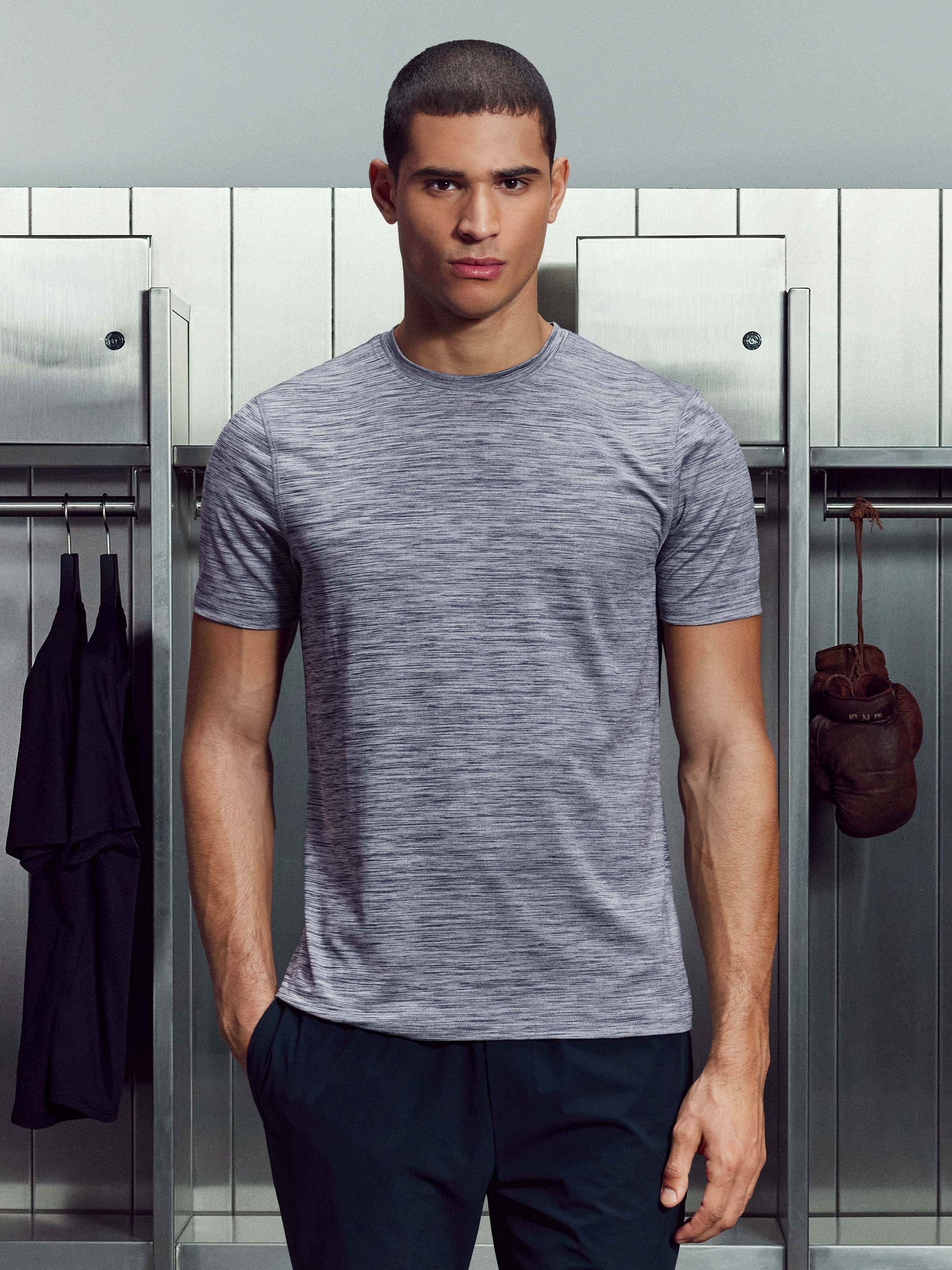Mens Space Dye Performance T-Shirt in Navy