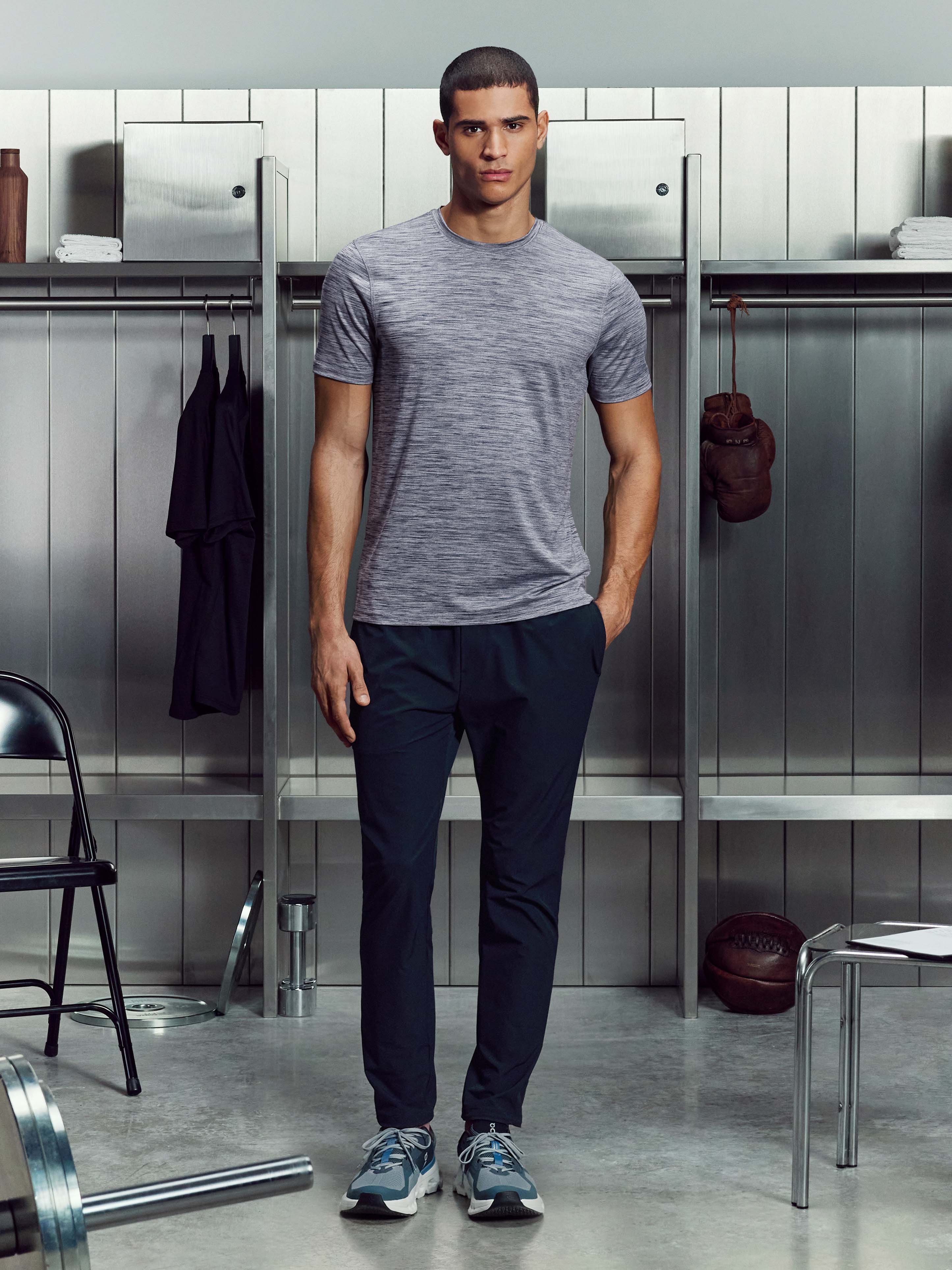 Mens Space Dye Performance T-Shirt in Navy