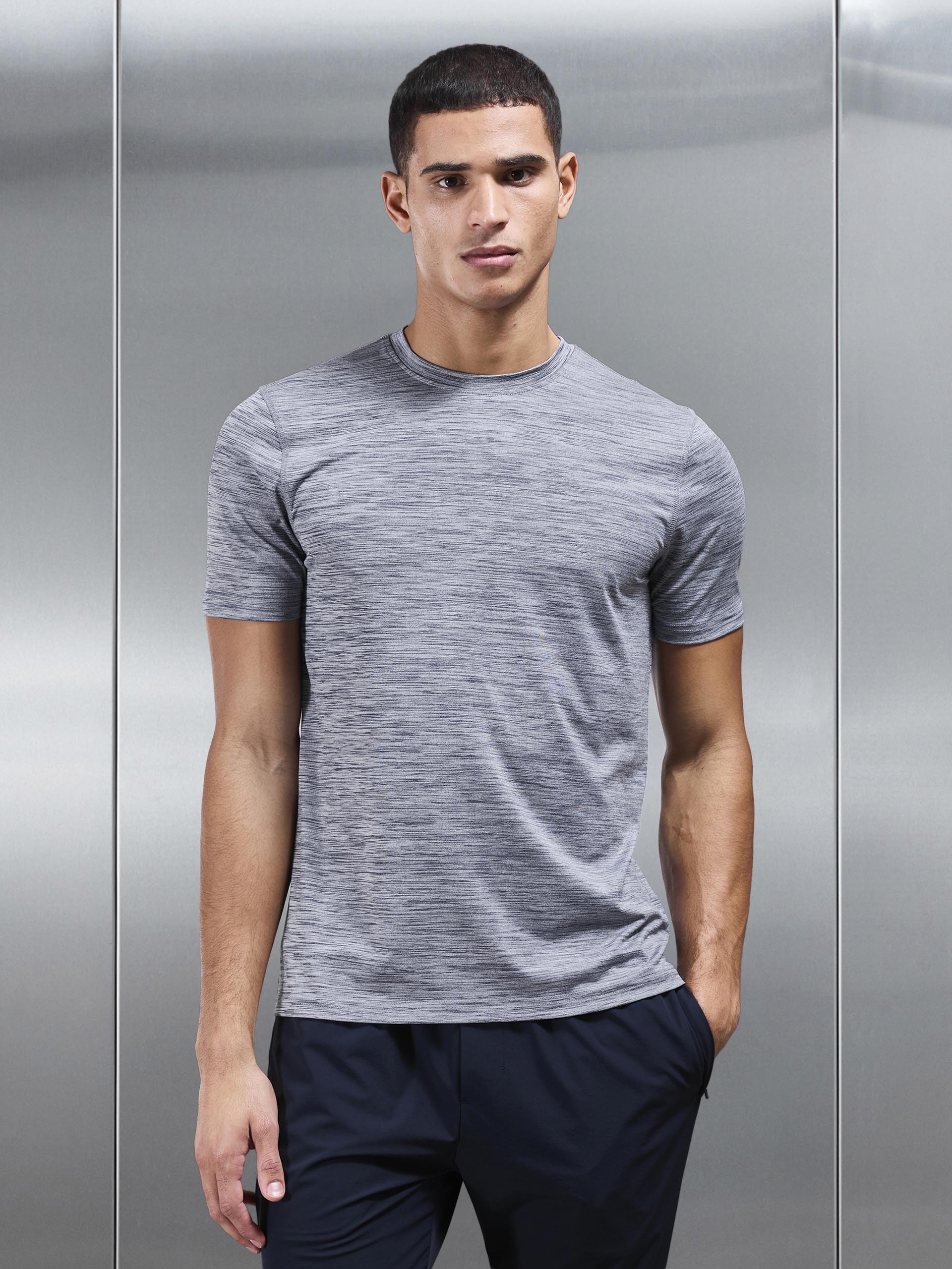 Mens Space Dye Performance T-Shirt in Navy