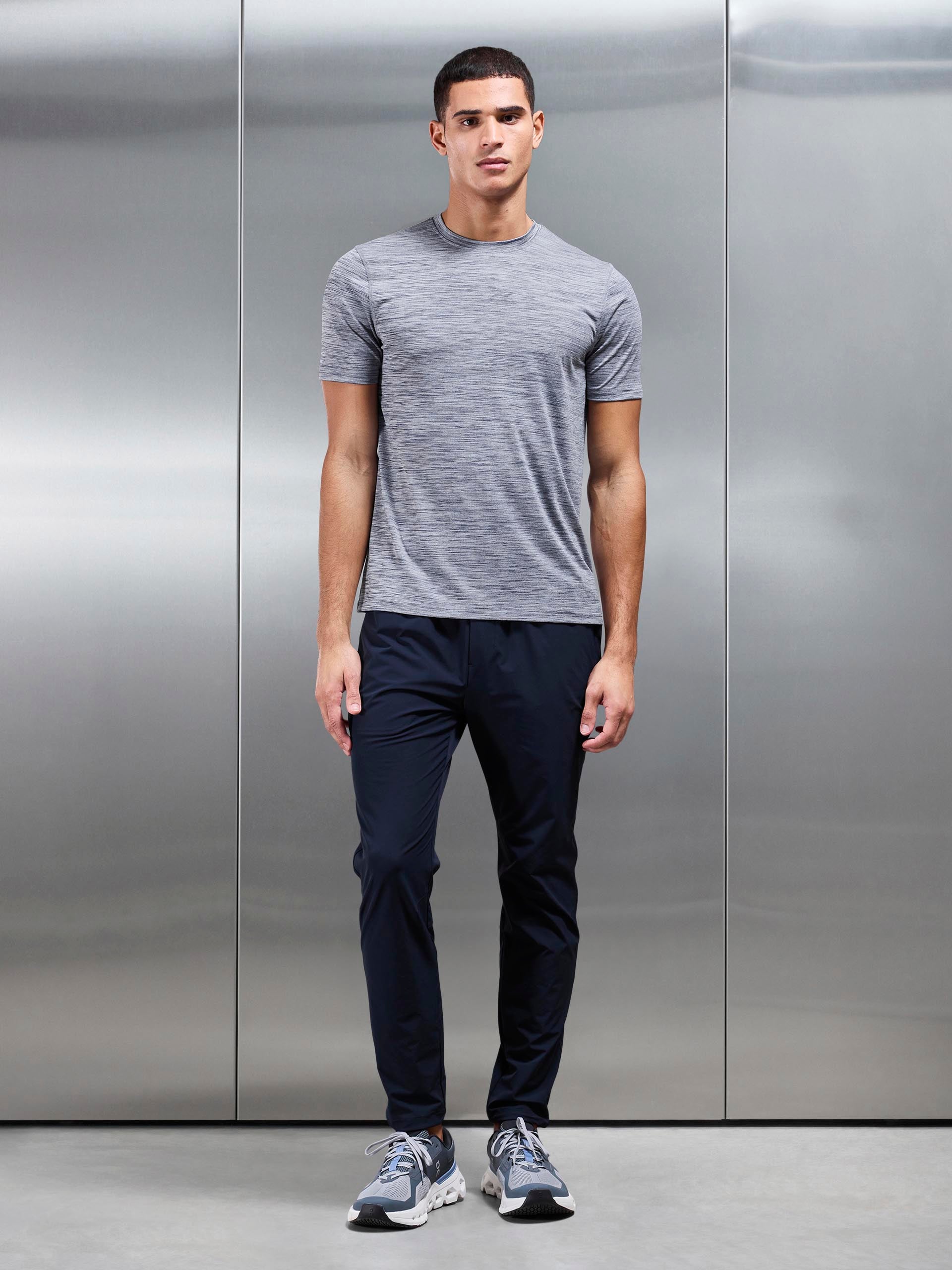 Mens Space Dye Performance T-Shirt in Navy