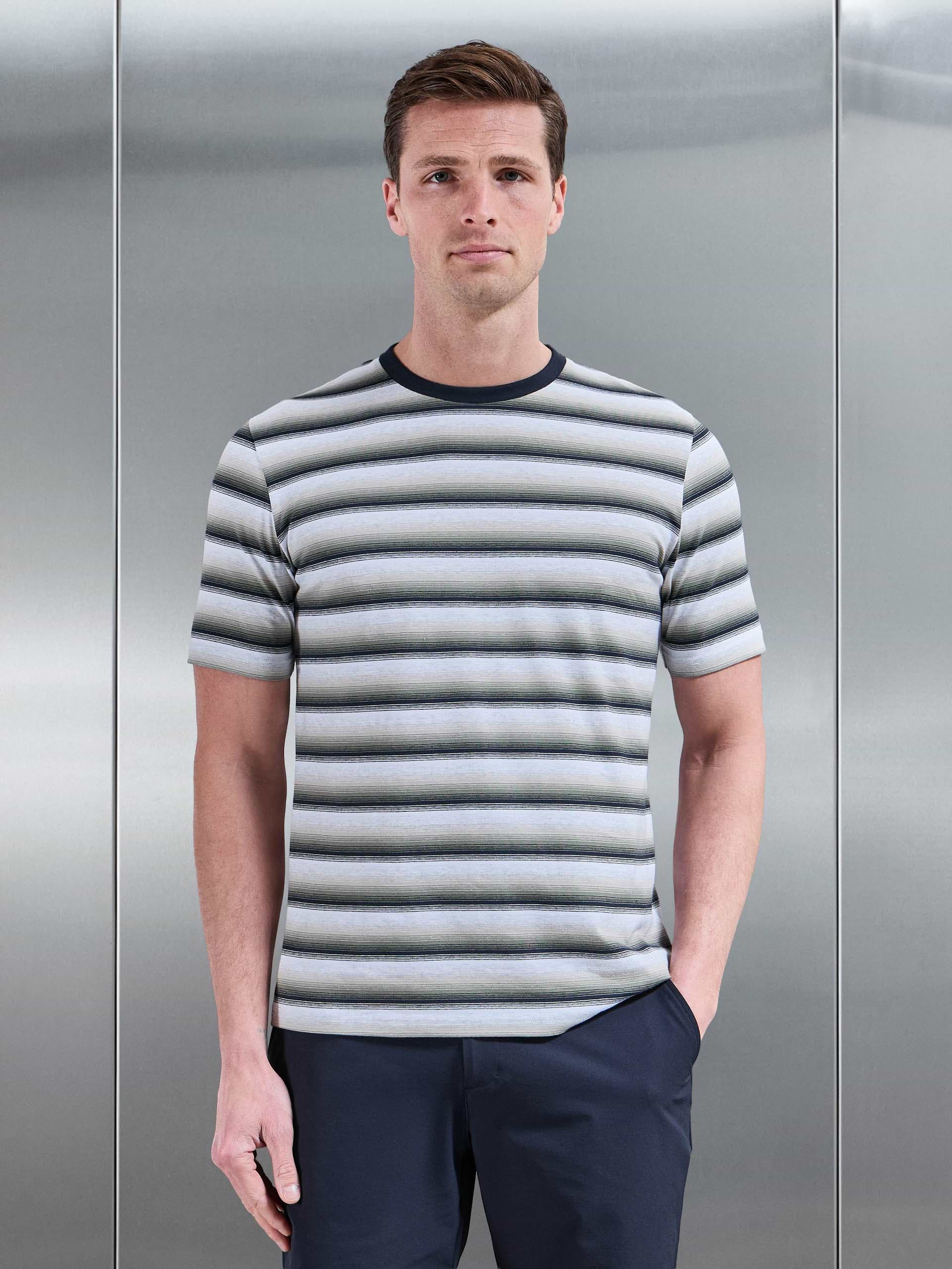 Space Dye Stripe T-Shirt in Navy