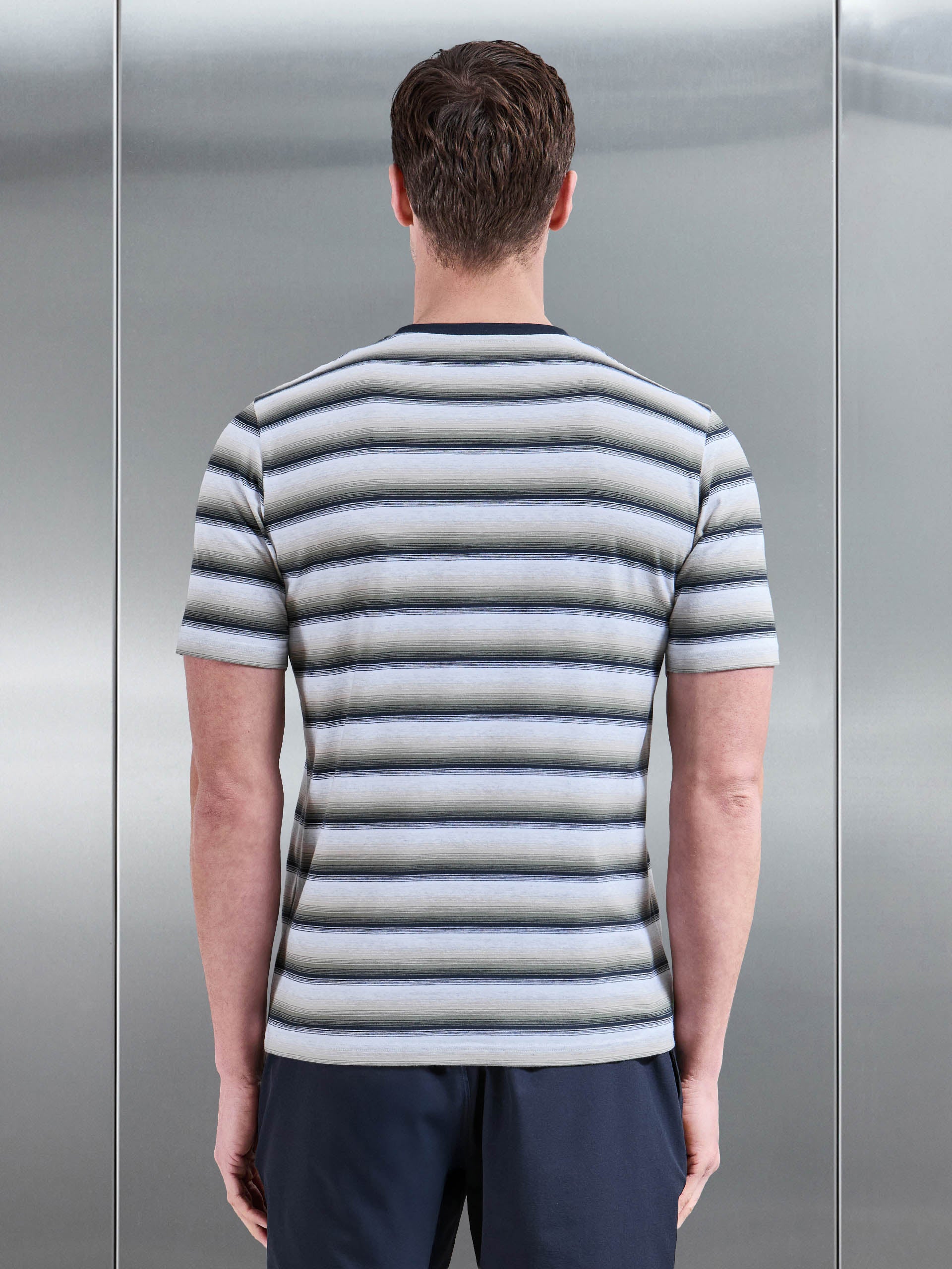 Mens Space Dye Stripe T-Shirt in Navy
