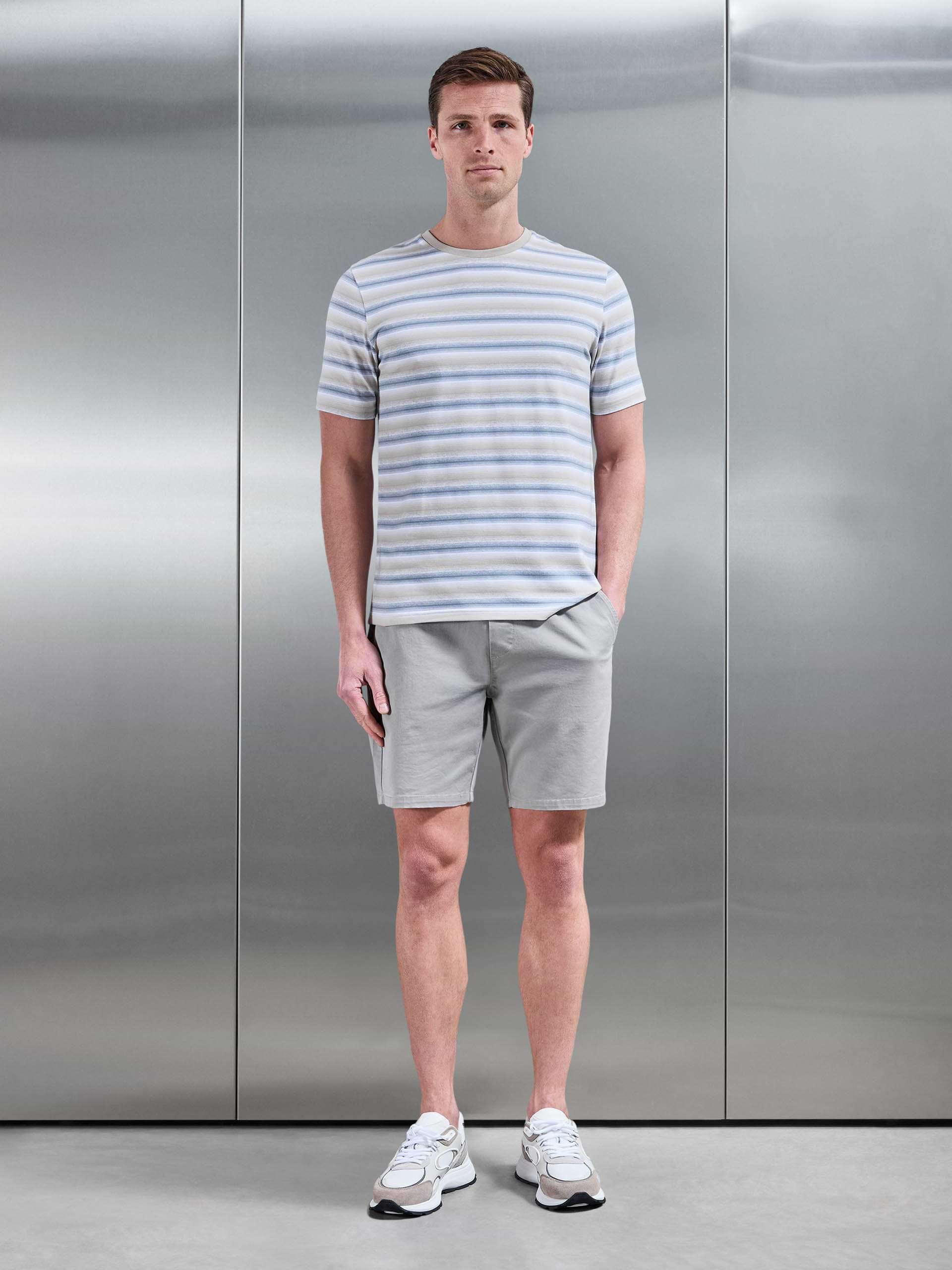 Mens Space Dye Stripe T-Shirt in Stone