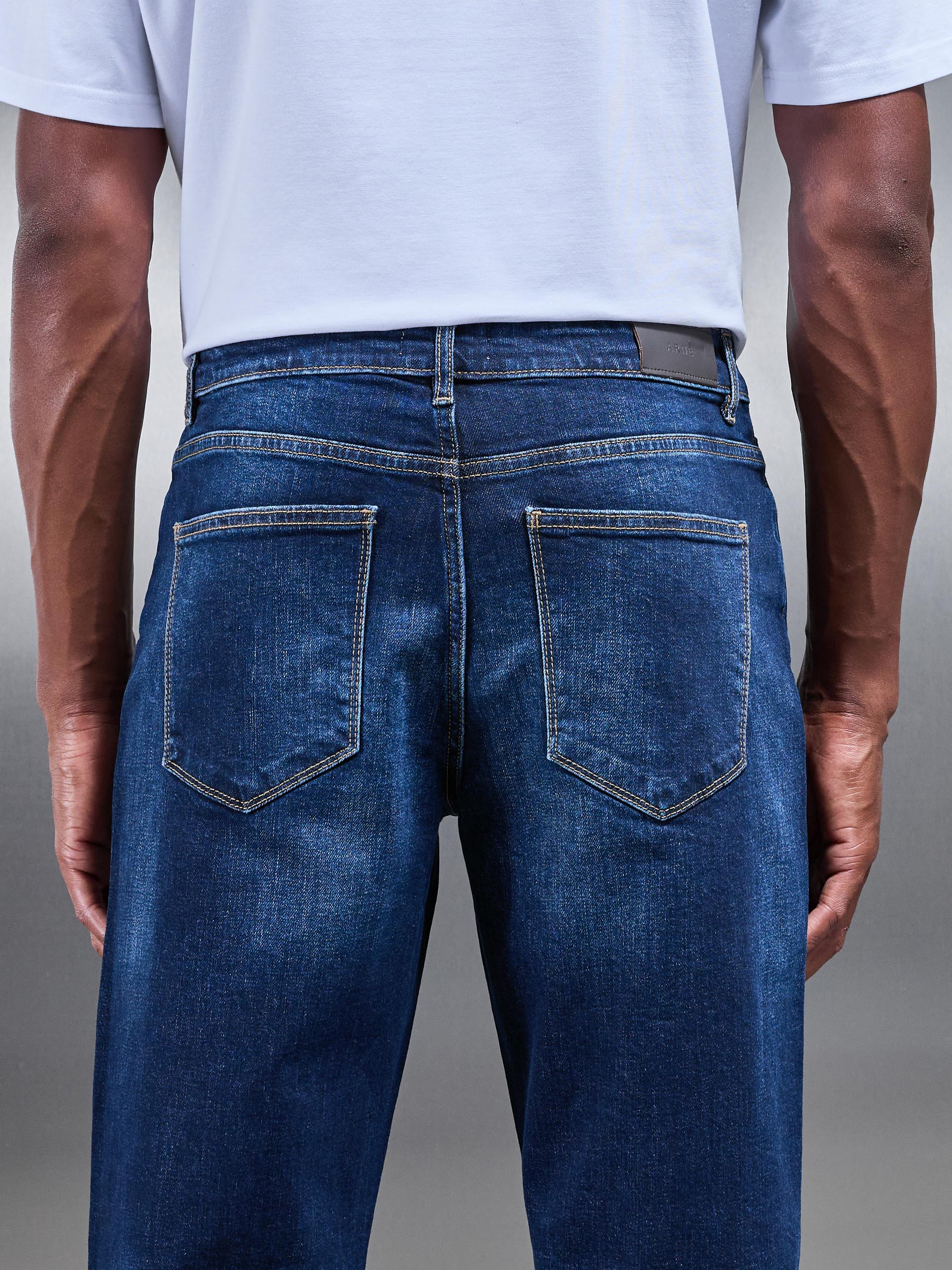 Mens Straight Leg Denim Jeans in Dark Wash