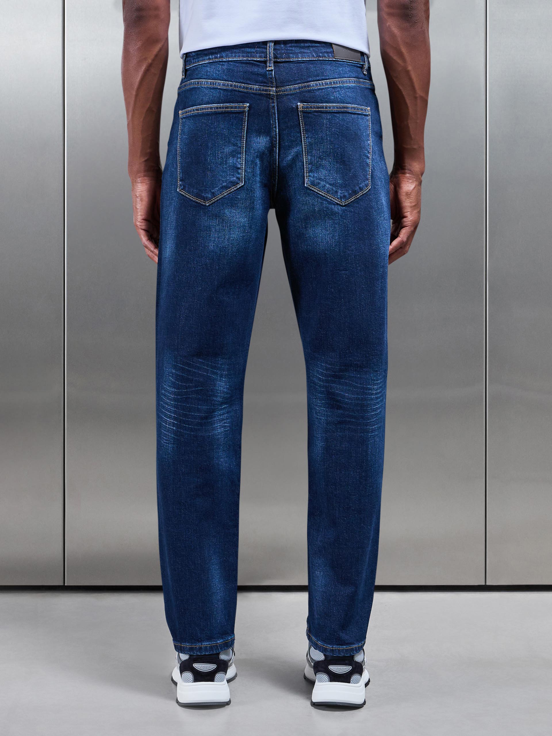 Mens Straight Leg Denim Jeans in Dark Wash