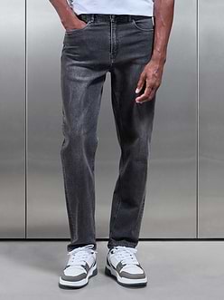 Mens Straight Leg Denim Jeans in Grey Wash