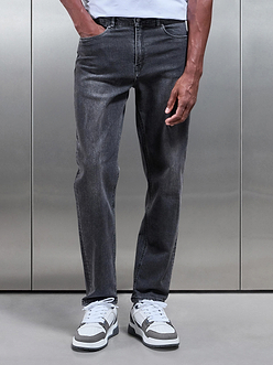 Mens Straight Leg Denim Jeans in Grey Wash