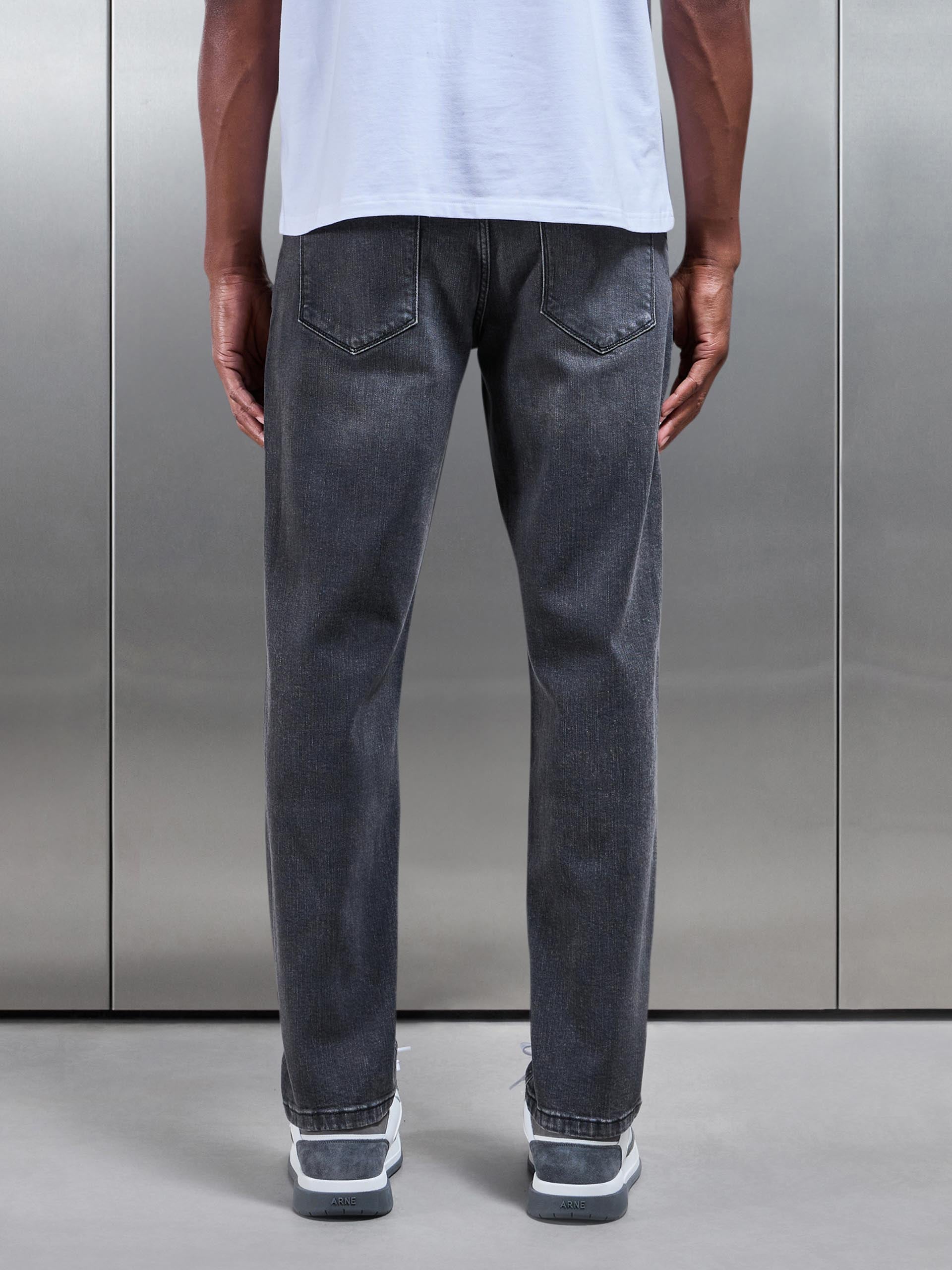 Mens Straight Leg Denim Jeans in Grey Wash