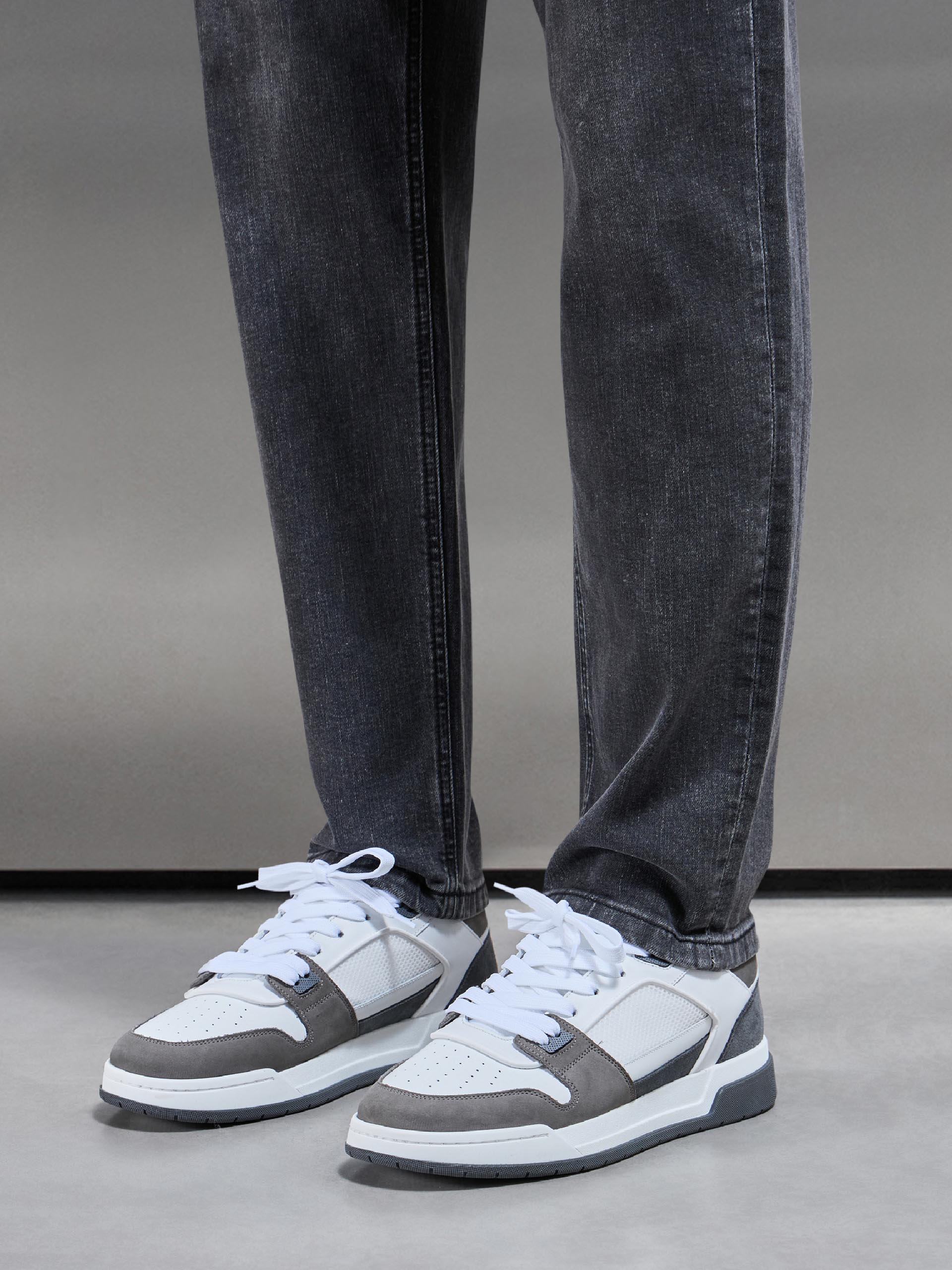 Mens Straight Leg Denim Jeans in Grey Wash