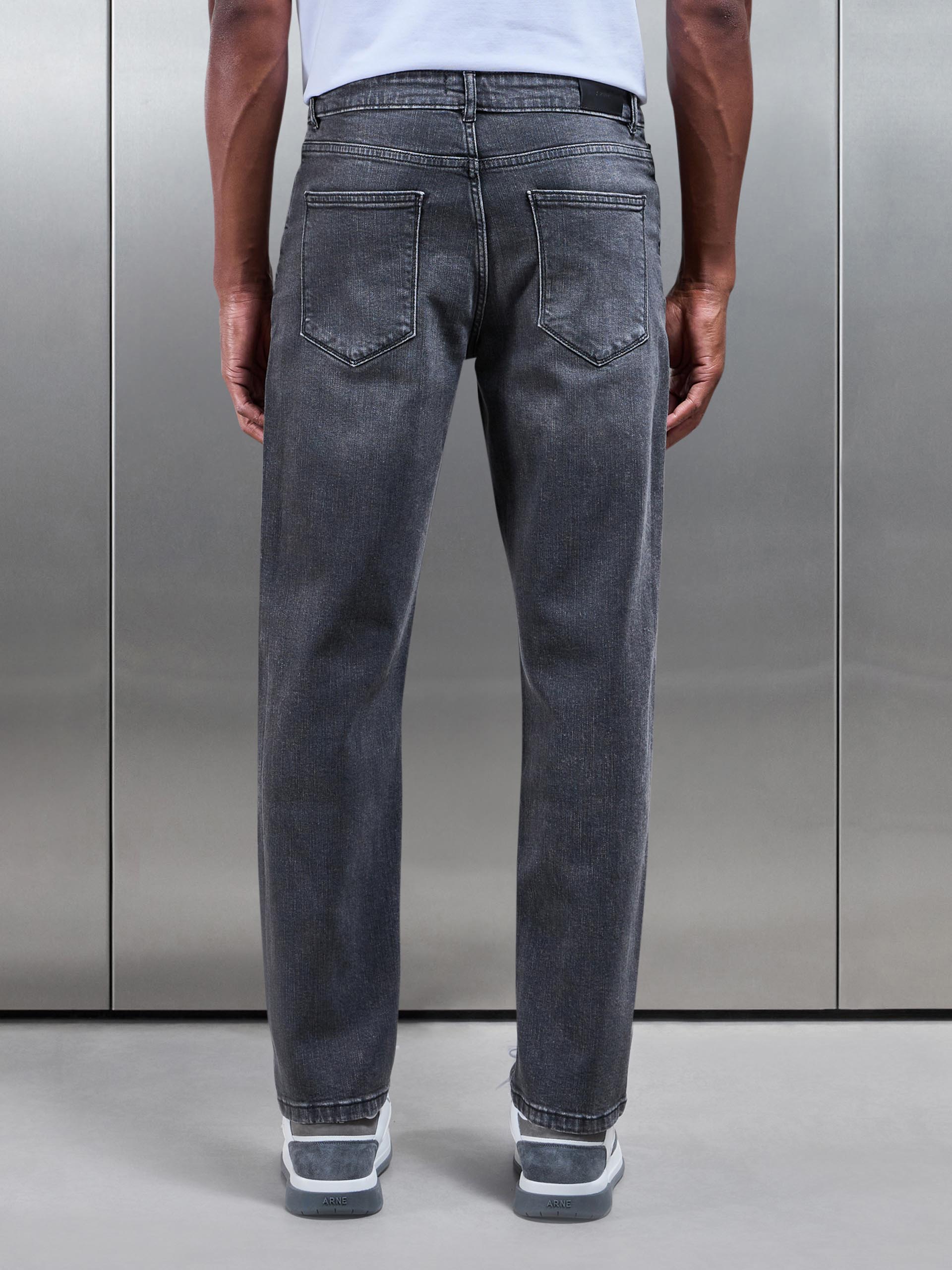 Mens Straight Leg Denim Jeans in Grey Wash