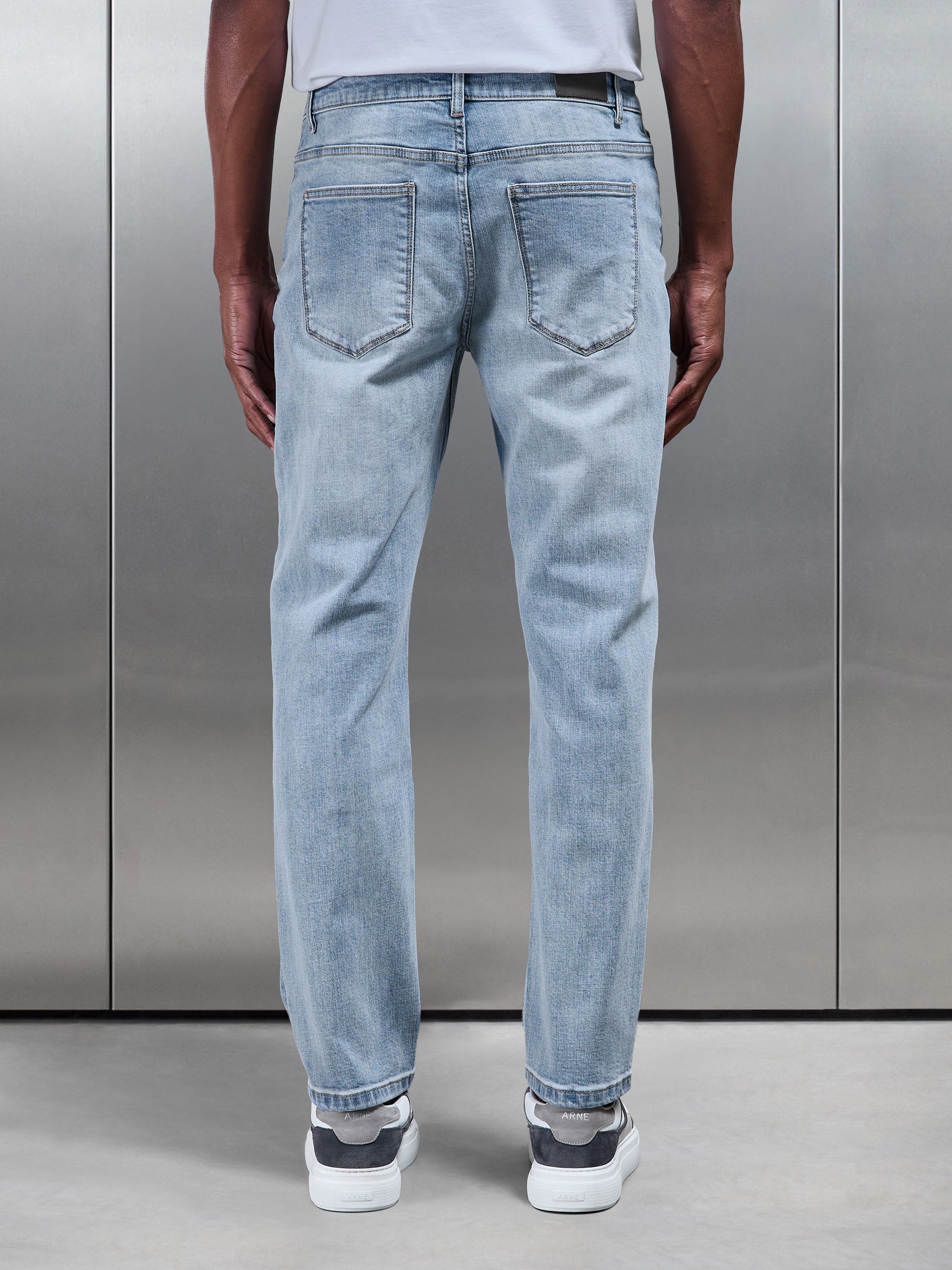 Mens Straight Leg Denim Jeans in Light Blue