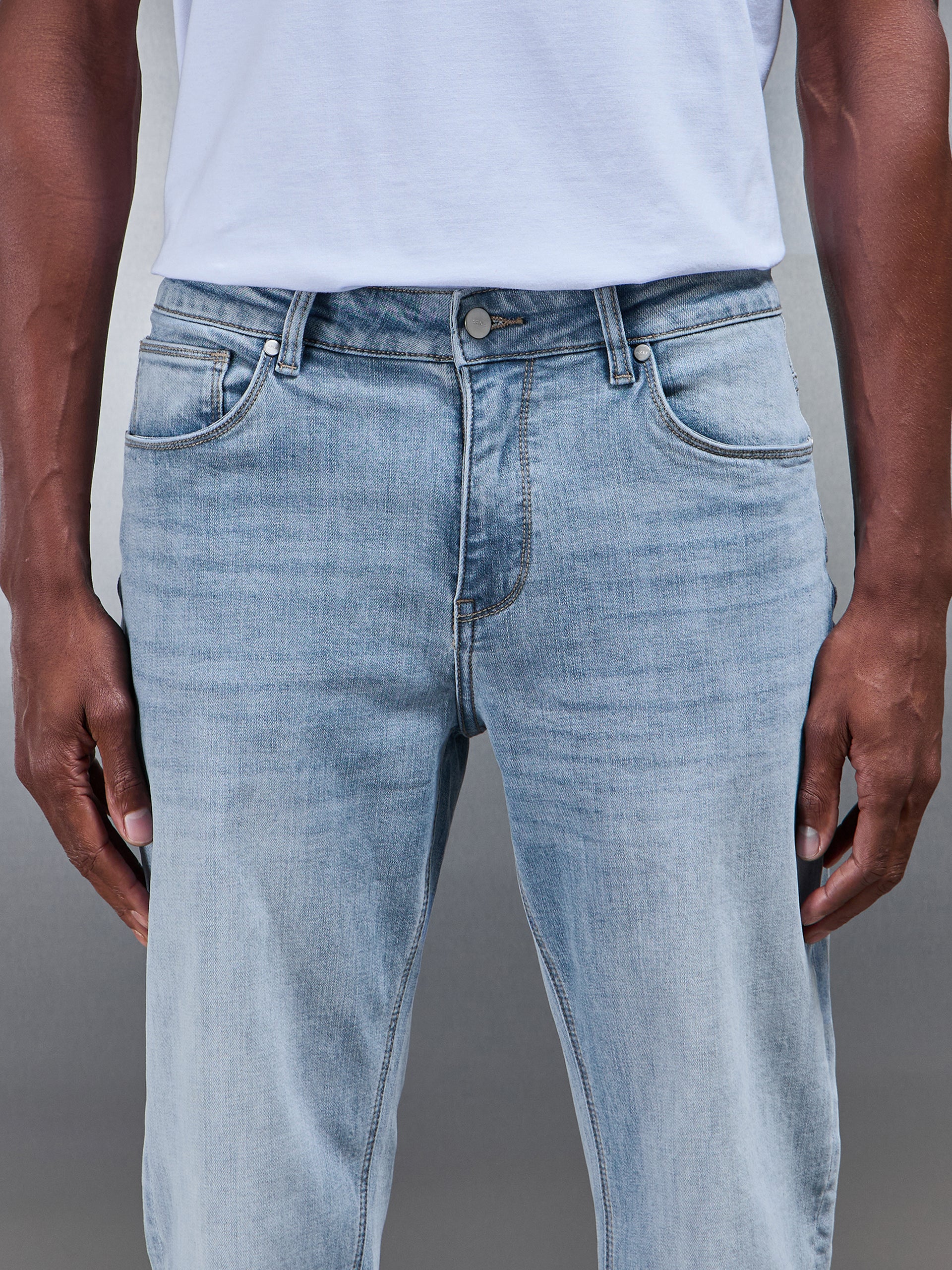 Mens Straight Leg Denim Jeans in Light Blue