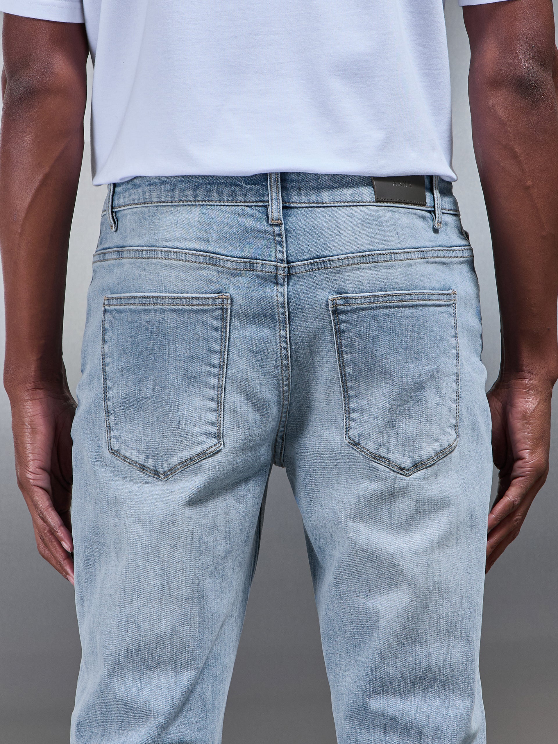 Mens Straight Leg Denim Jeans in Light Blue