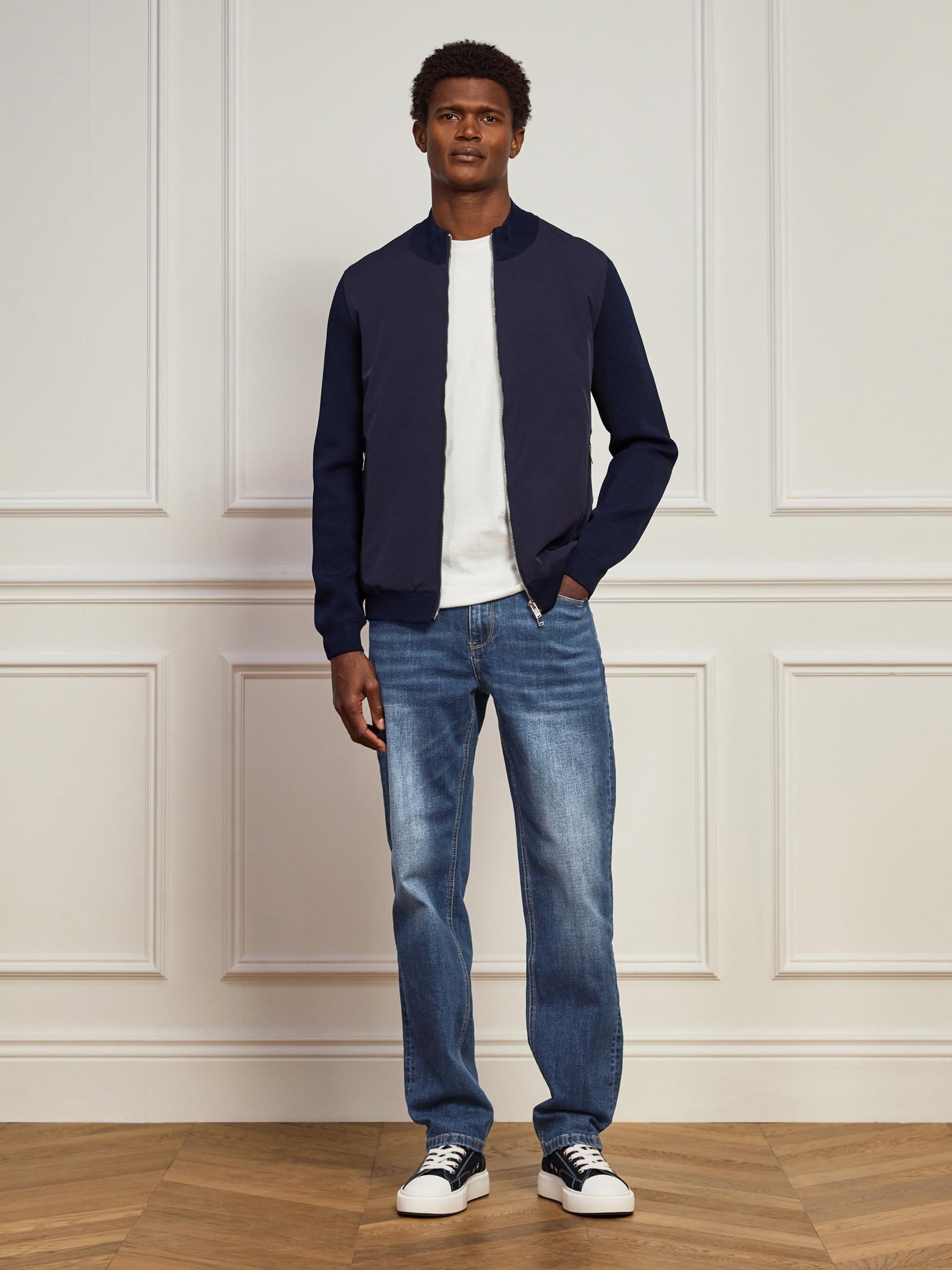 Mens Straight Leg Denim Jeans in Mid Blue