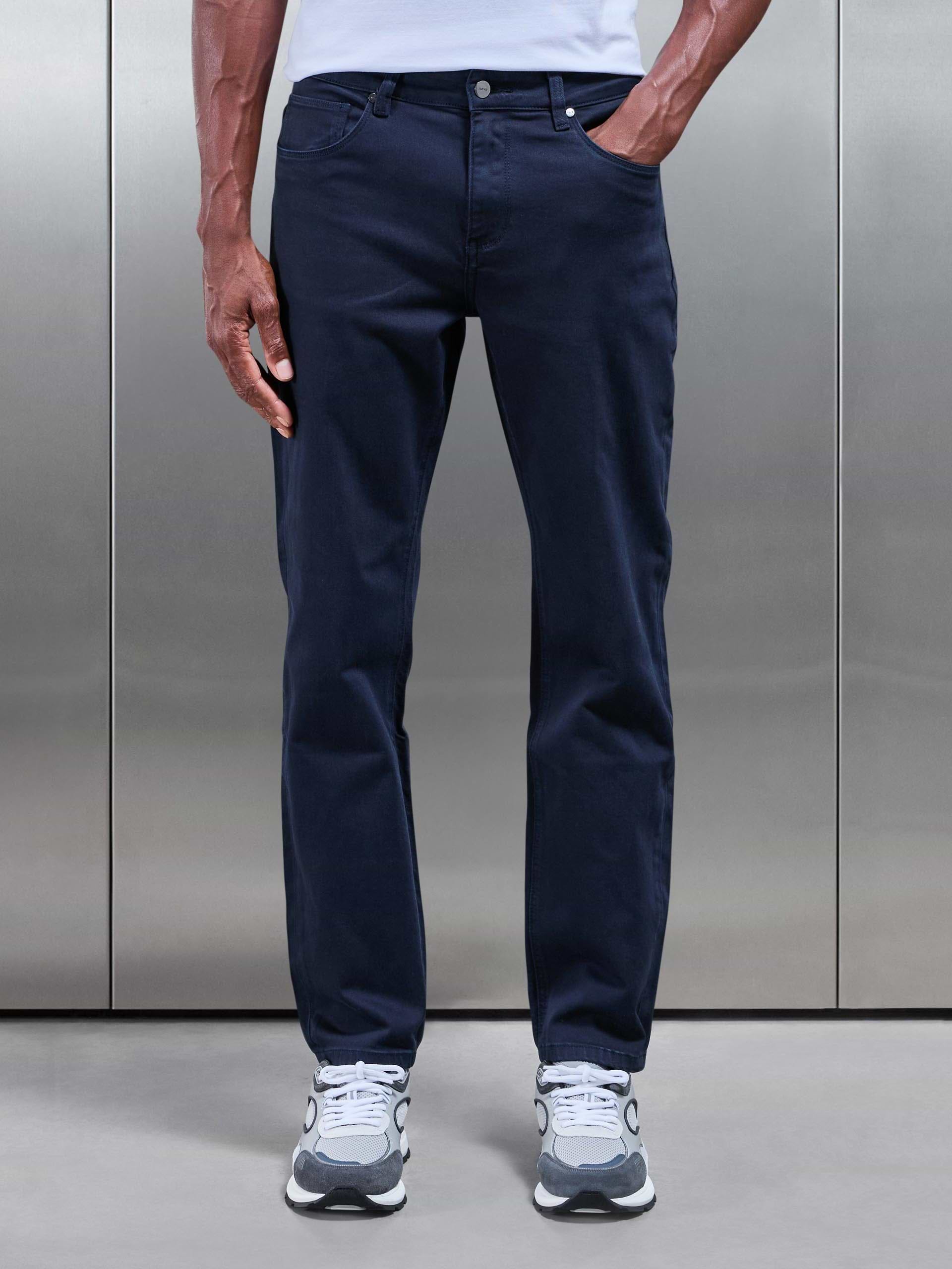 Straight Leg Denim Jeans in Navy